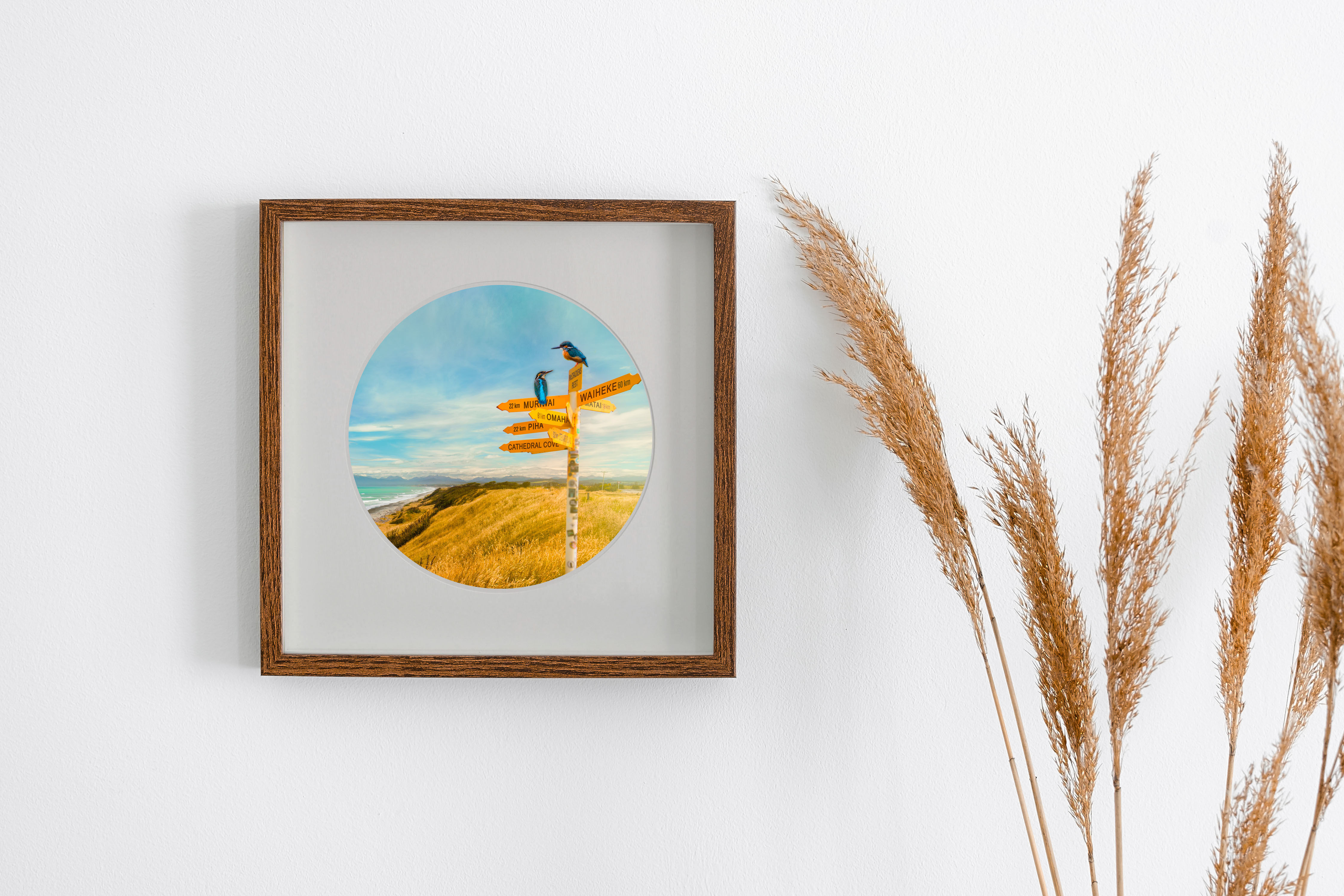 Coastal Kingfisher sign Gift print 20cm