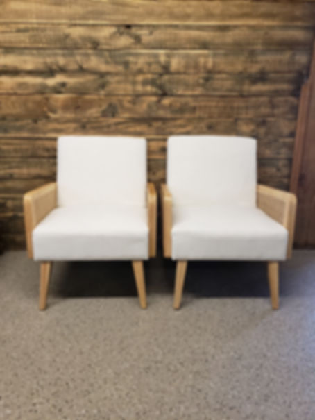 Linen Rattan Arm Chair Set
