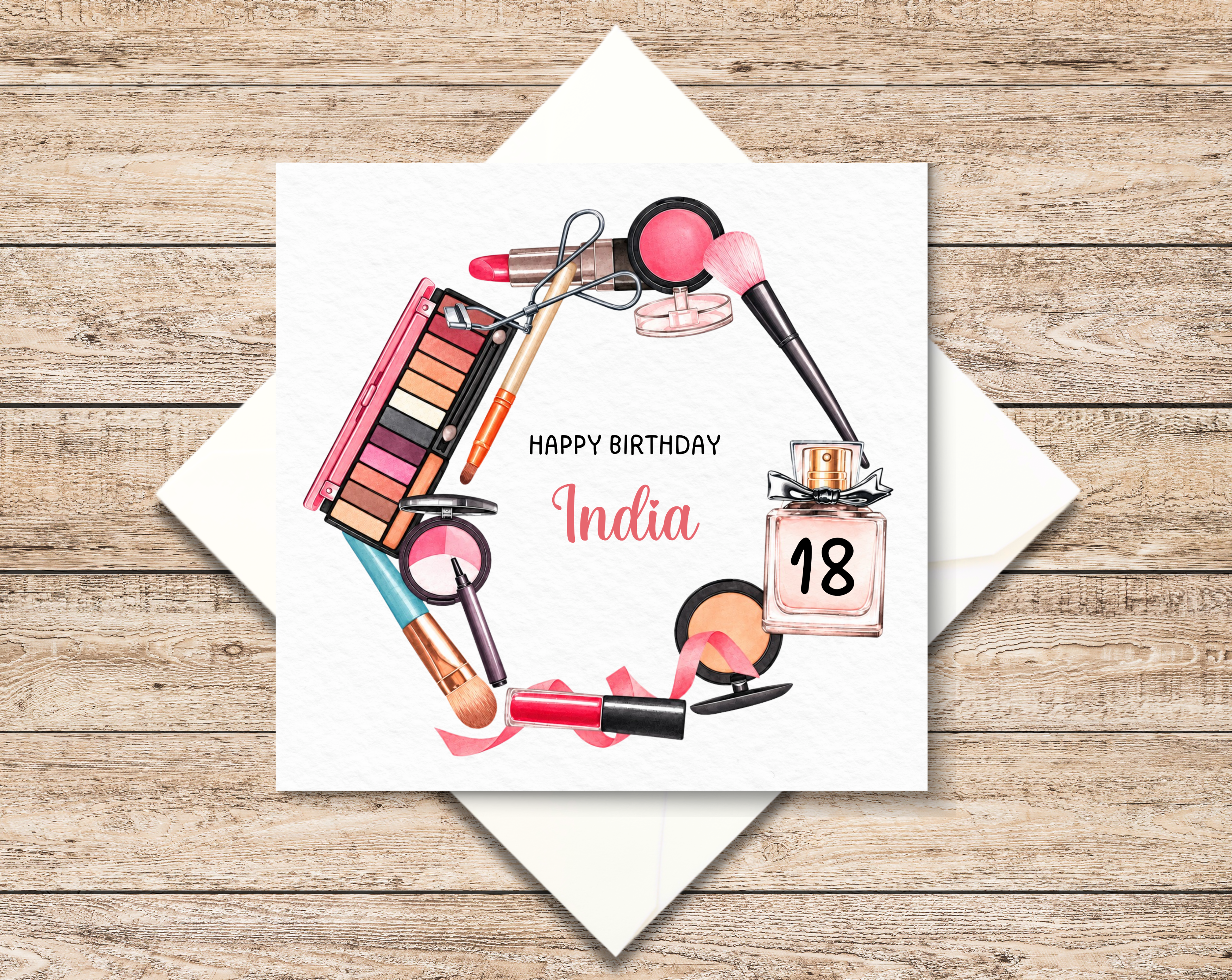 Personalised Makeup Birthday Card For Girl