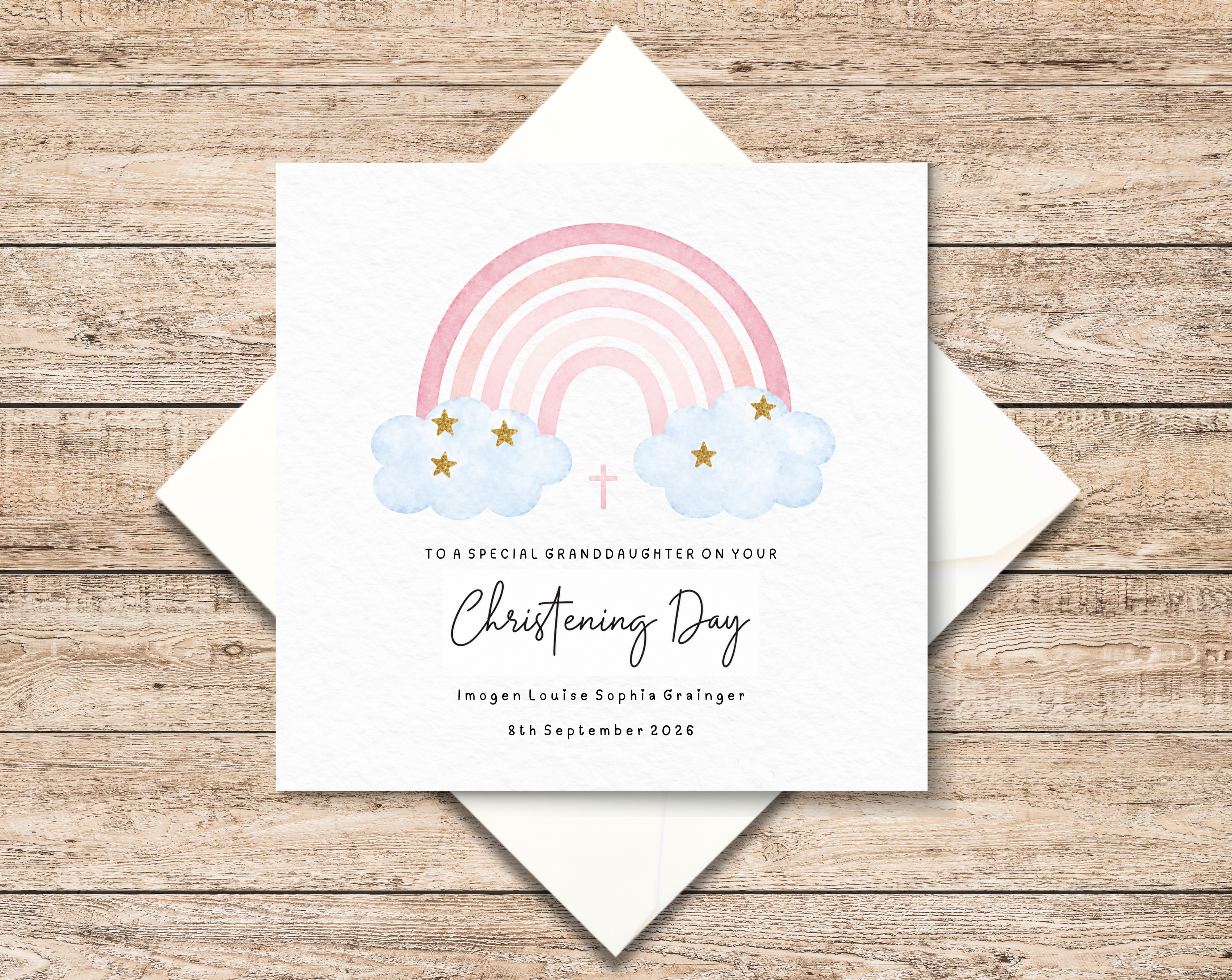 Personalised Christening Card For Granddaughter