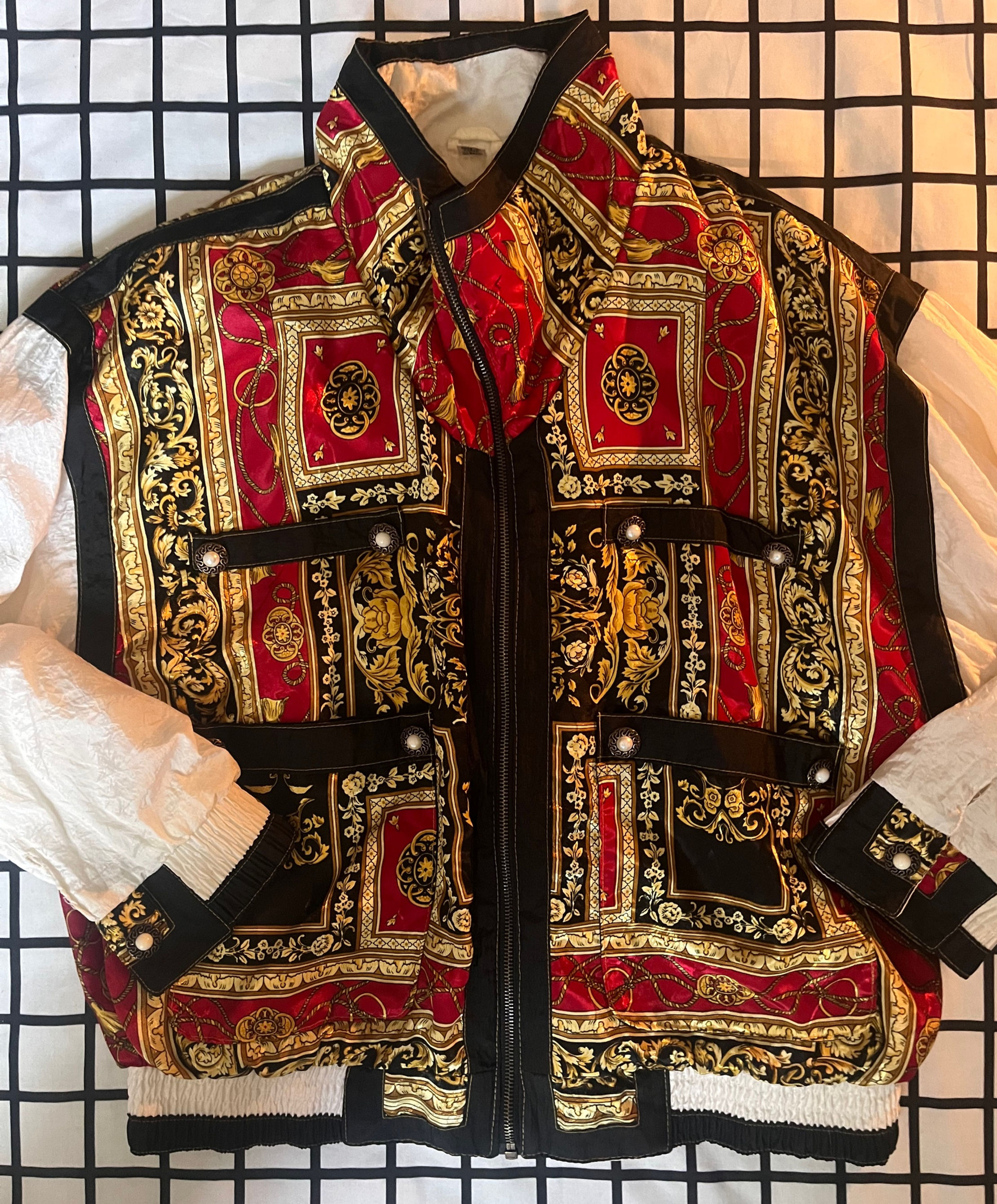 Red & Black Vintage Bomber jacket
