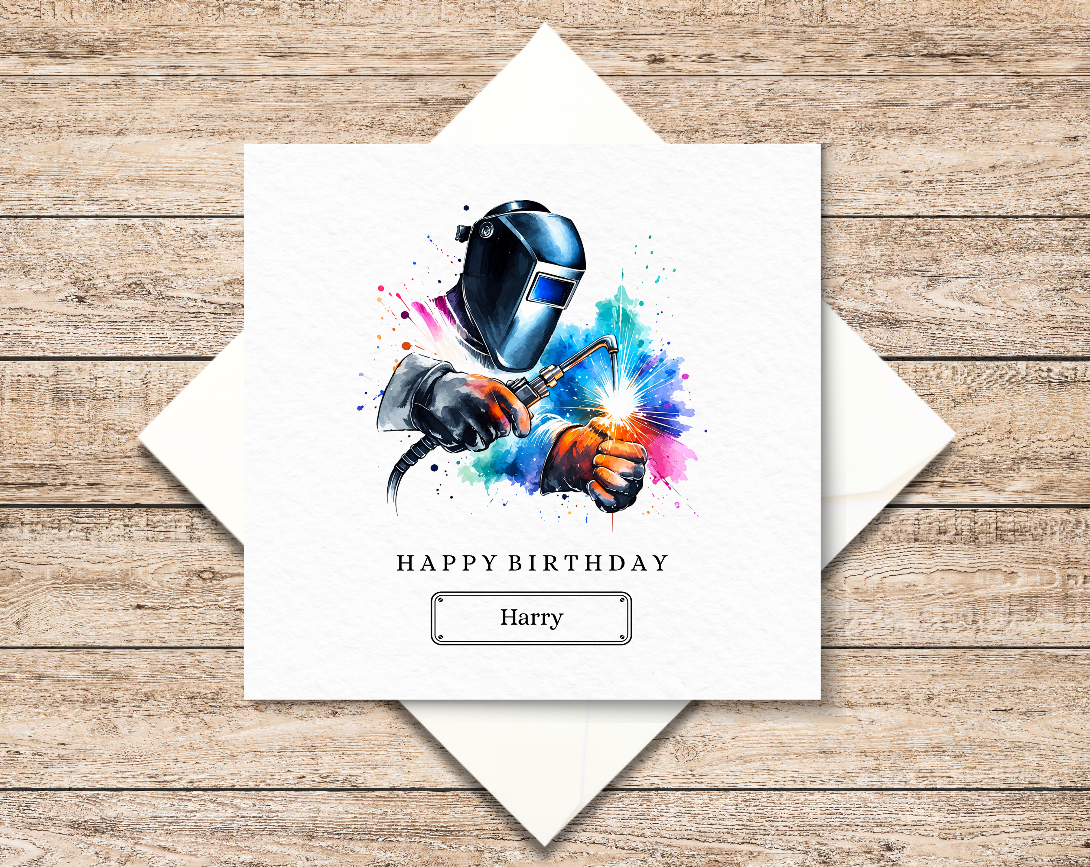 Personalised Welder Birthday Card For Him