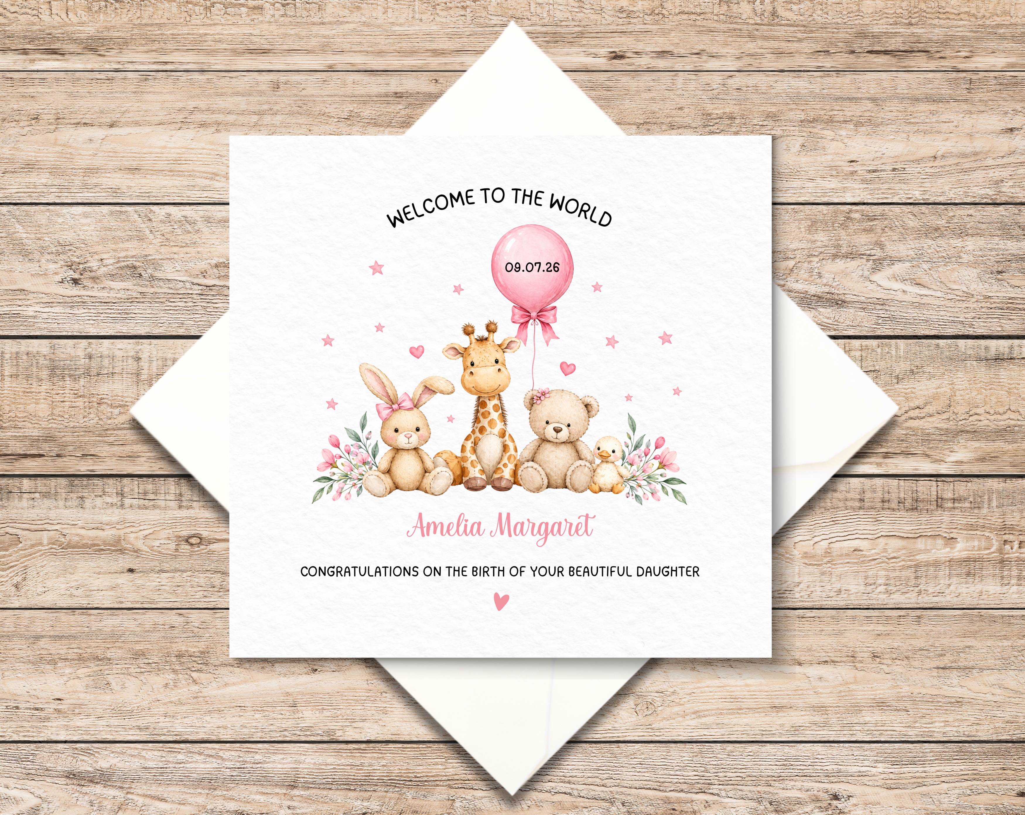 Personalised New Baby Girl Card