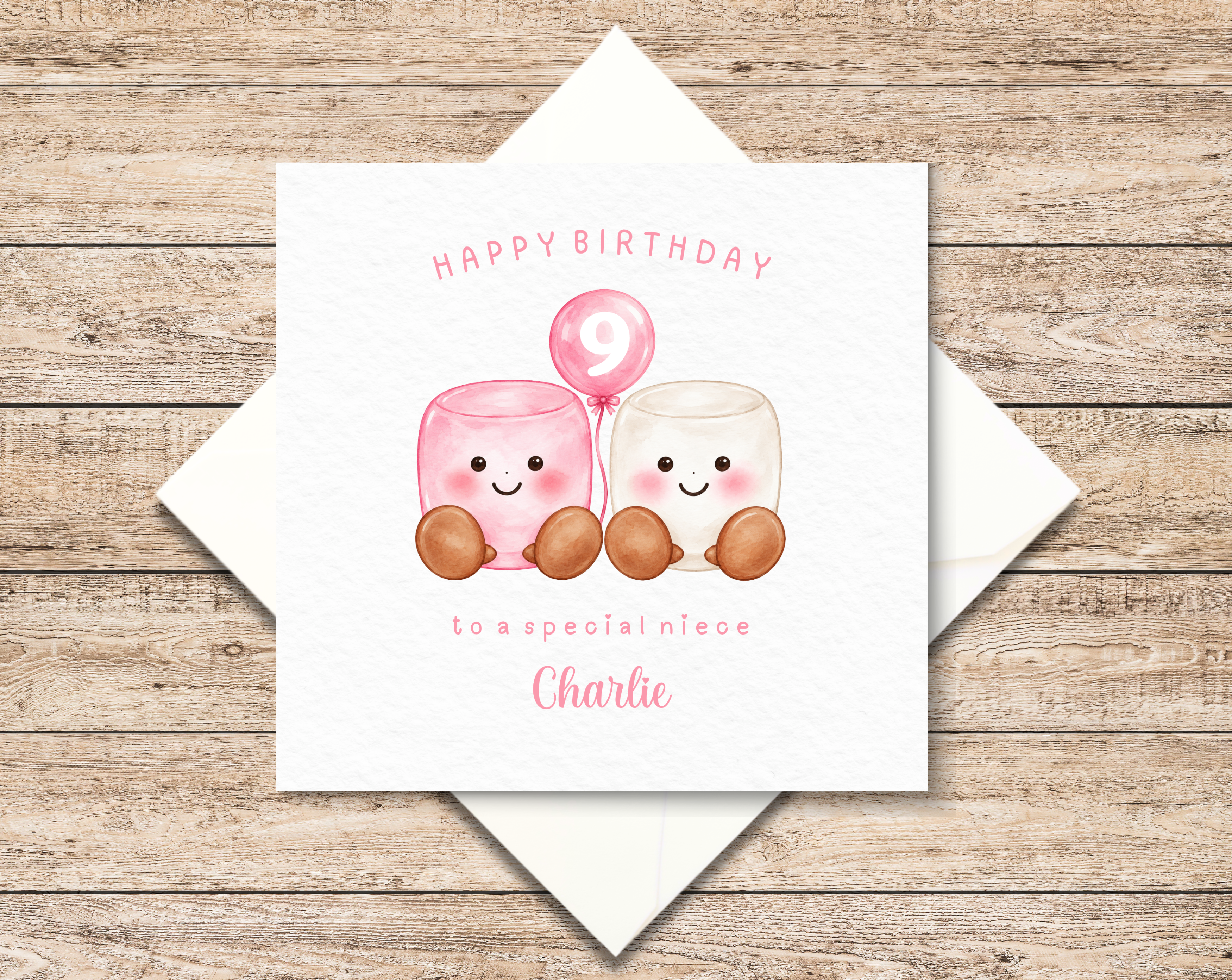 Personalised Marshmallow Birthday Card For Girl