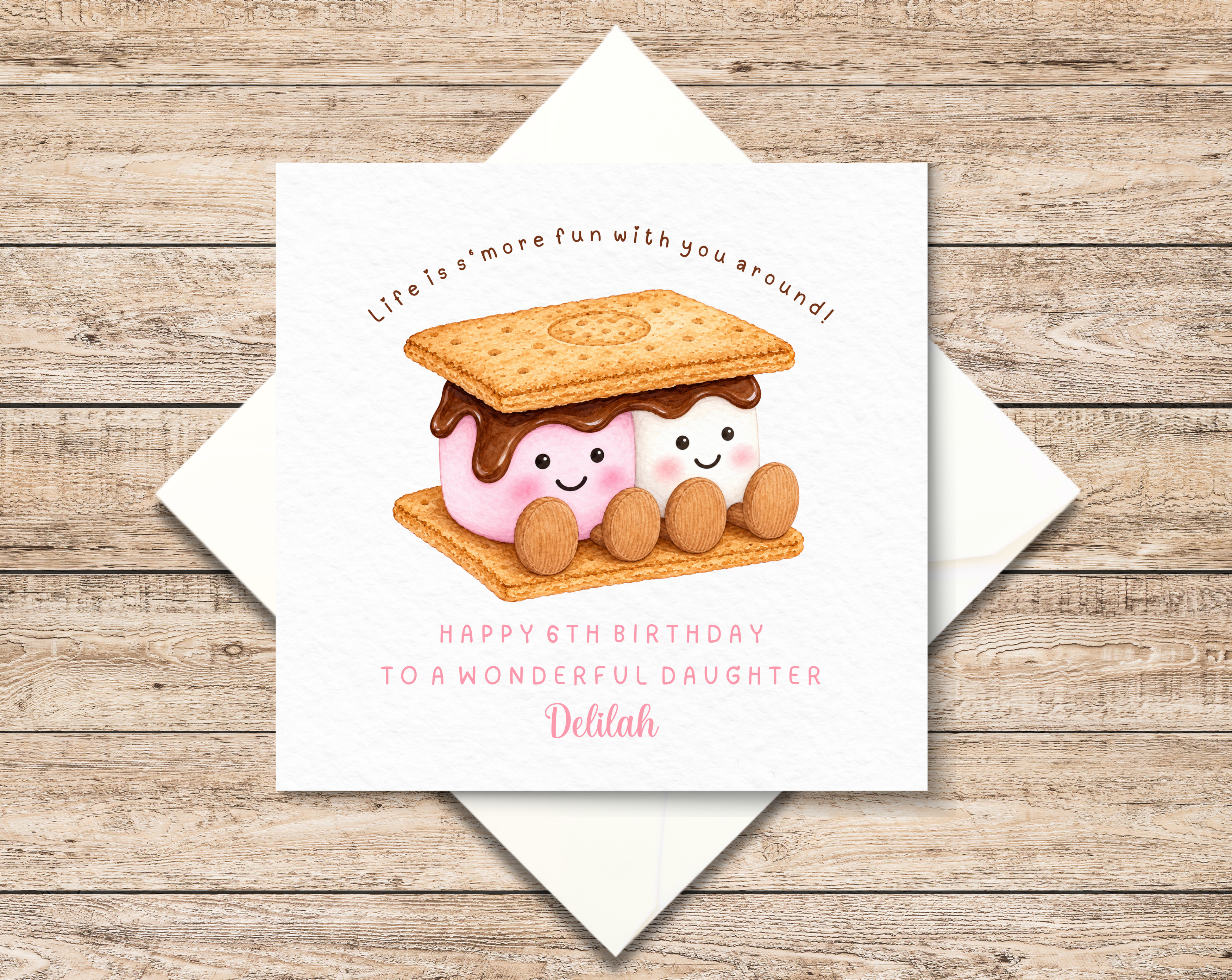 Personalised S’mores Marshmallow Birthday Card For Girl