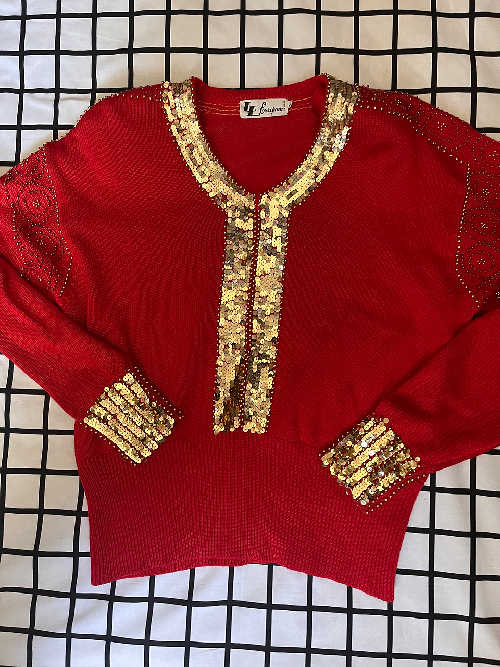 Thumbnail: Vintage Red & Gold sweater