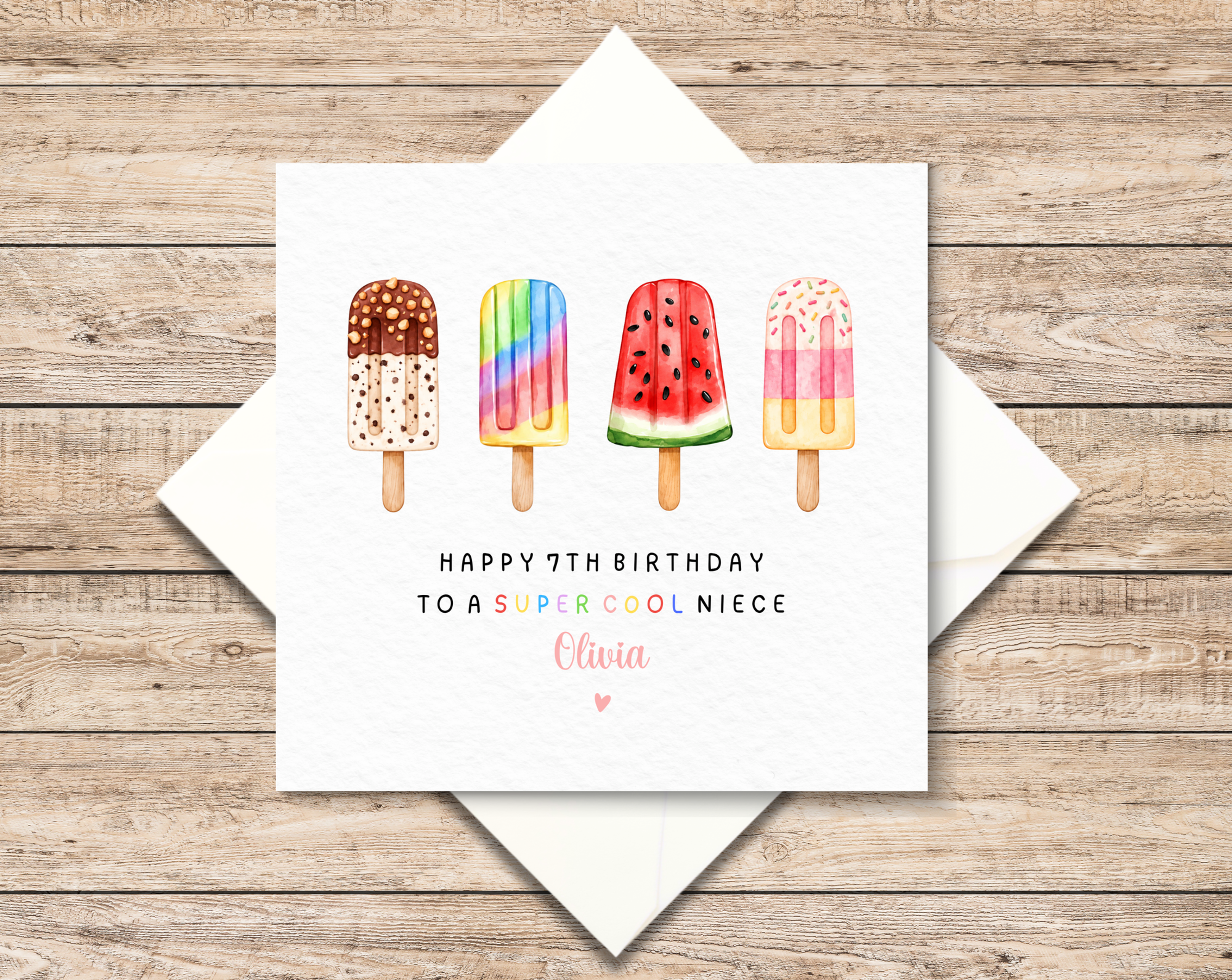 Personalised Birthday Card For Girl Fun Ice Lolly