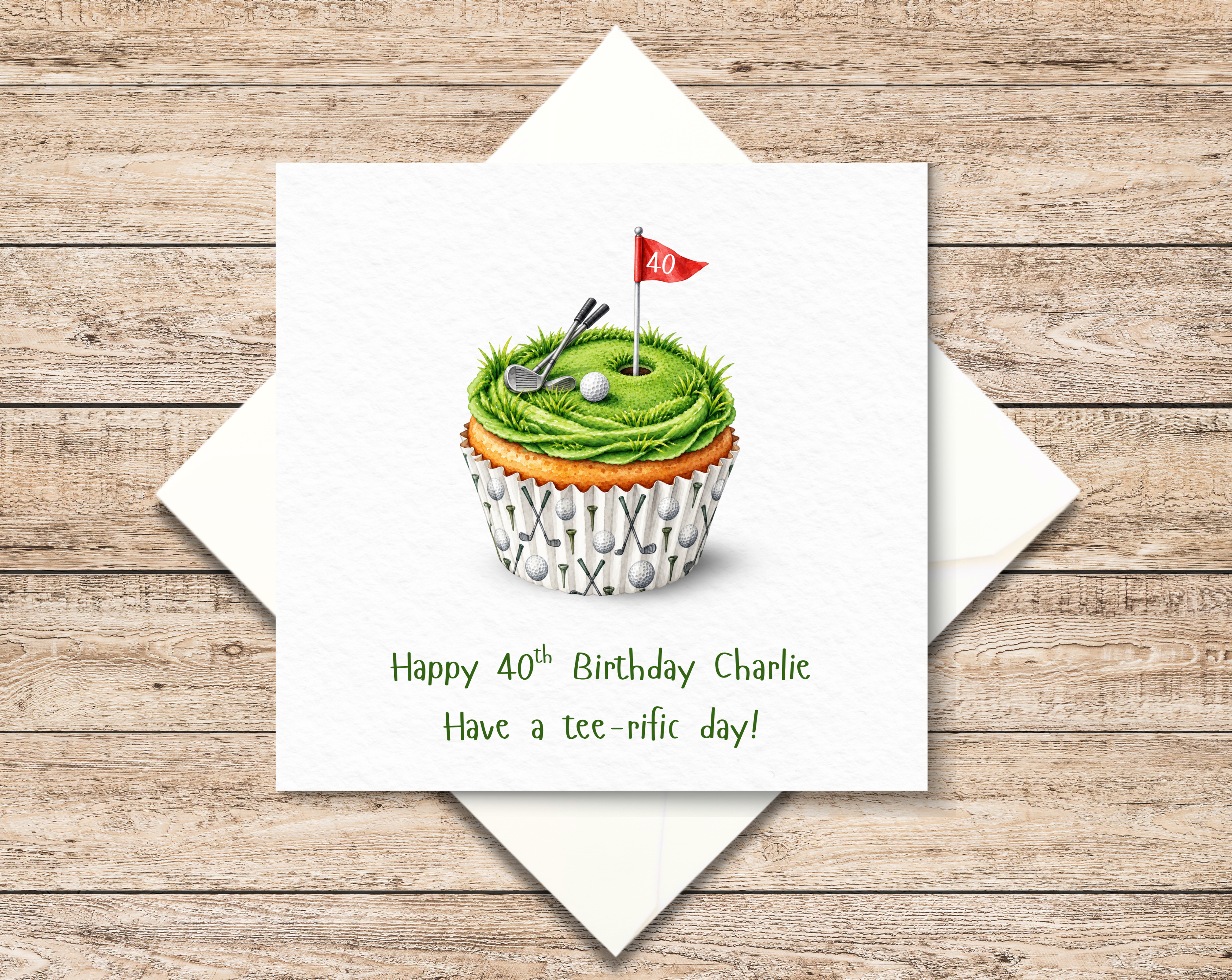 Personalised Golf Cupcake Birthday Card For Him