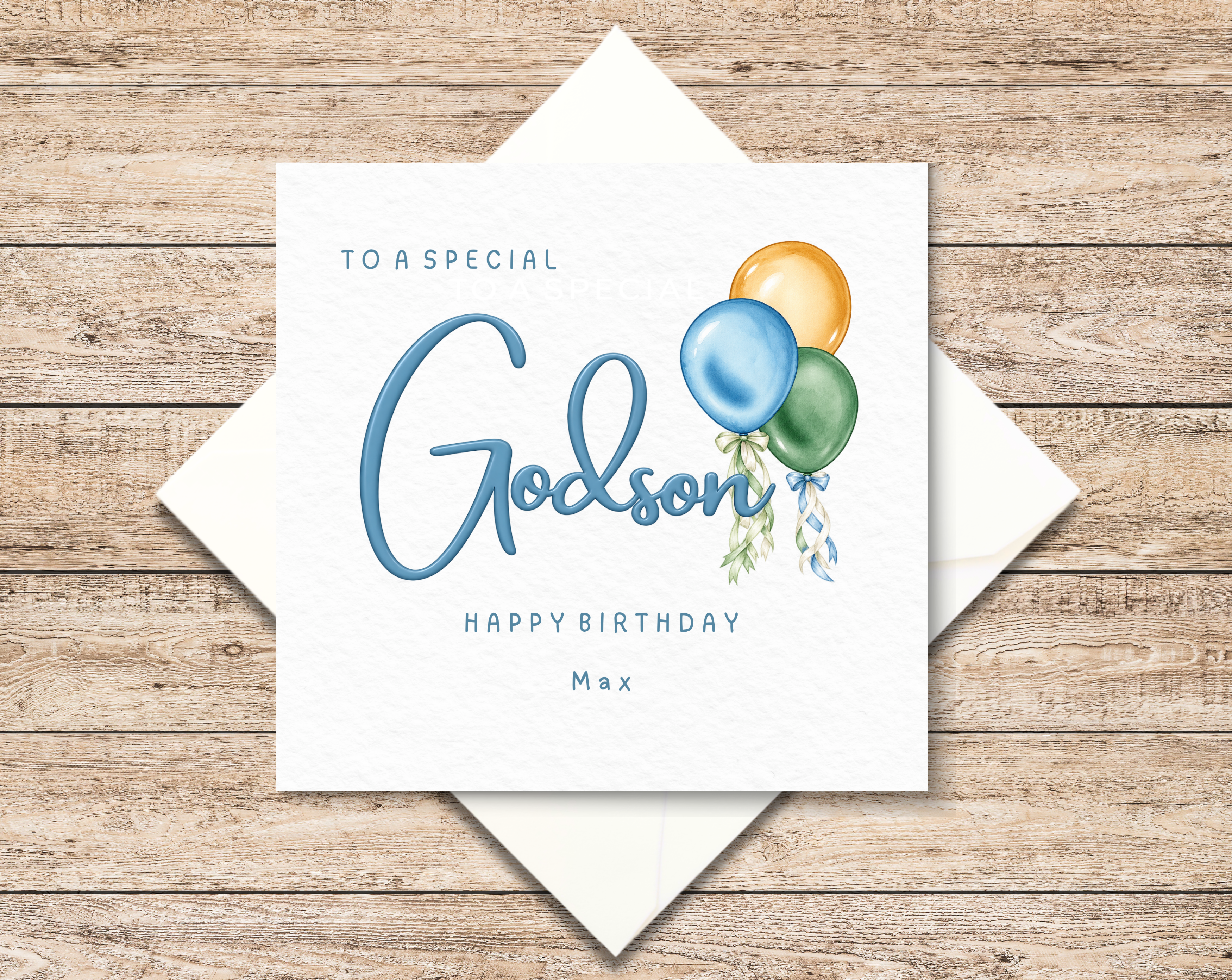 Personalised Balloons Birthday Card For Godson