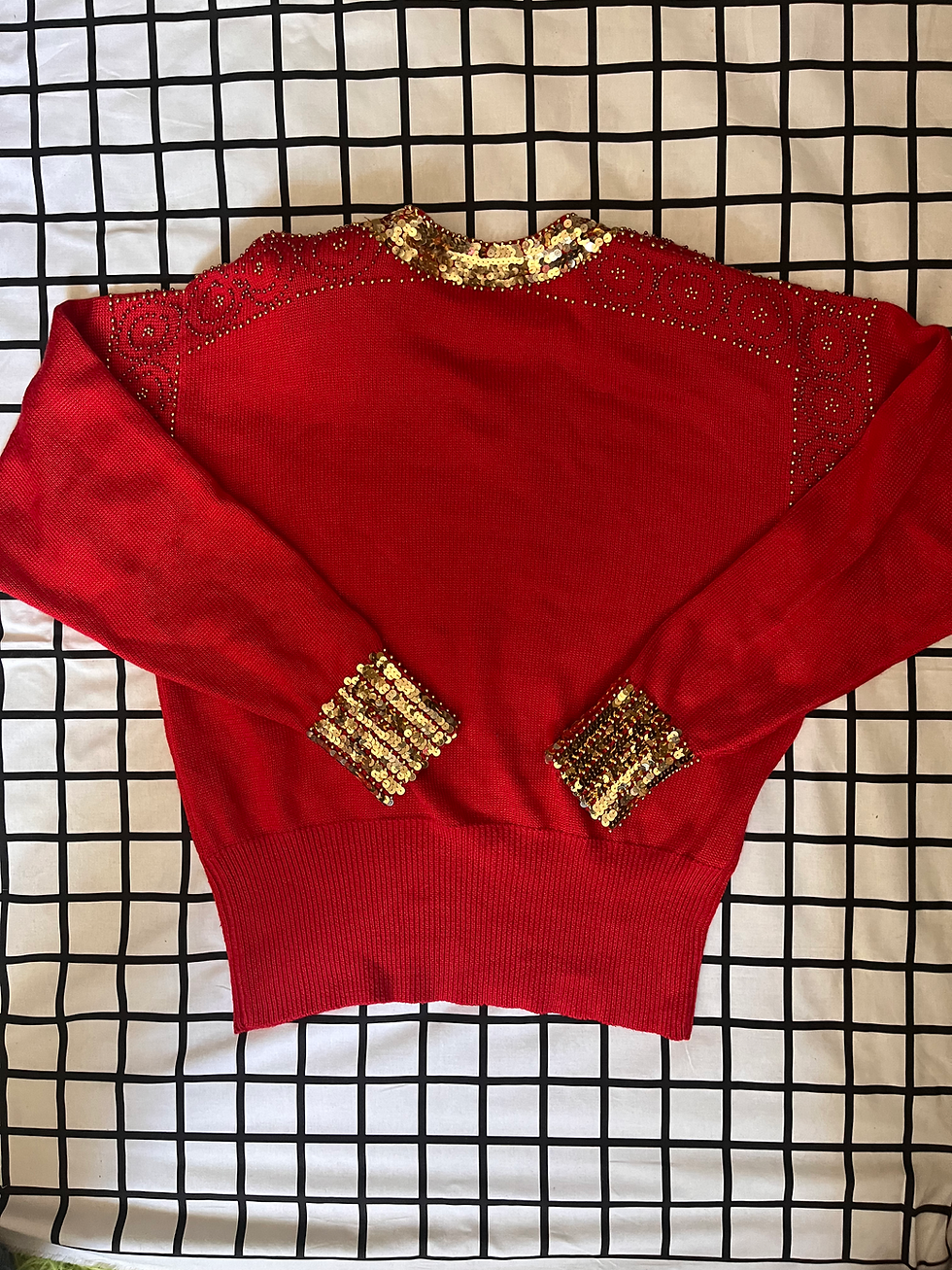 Thumbnail: Vintage Red & Gold sweater