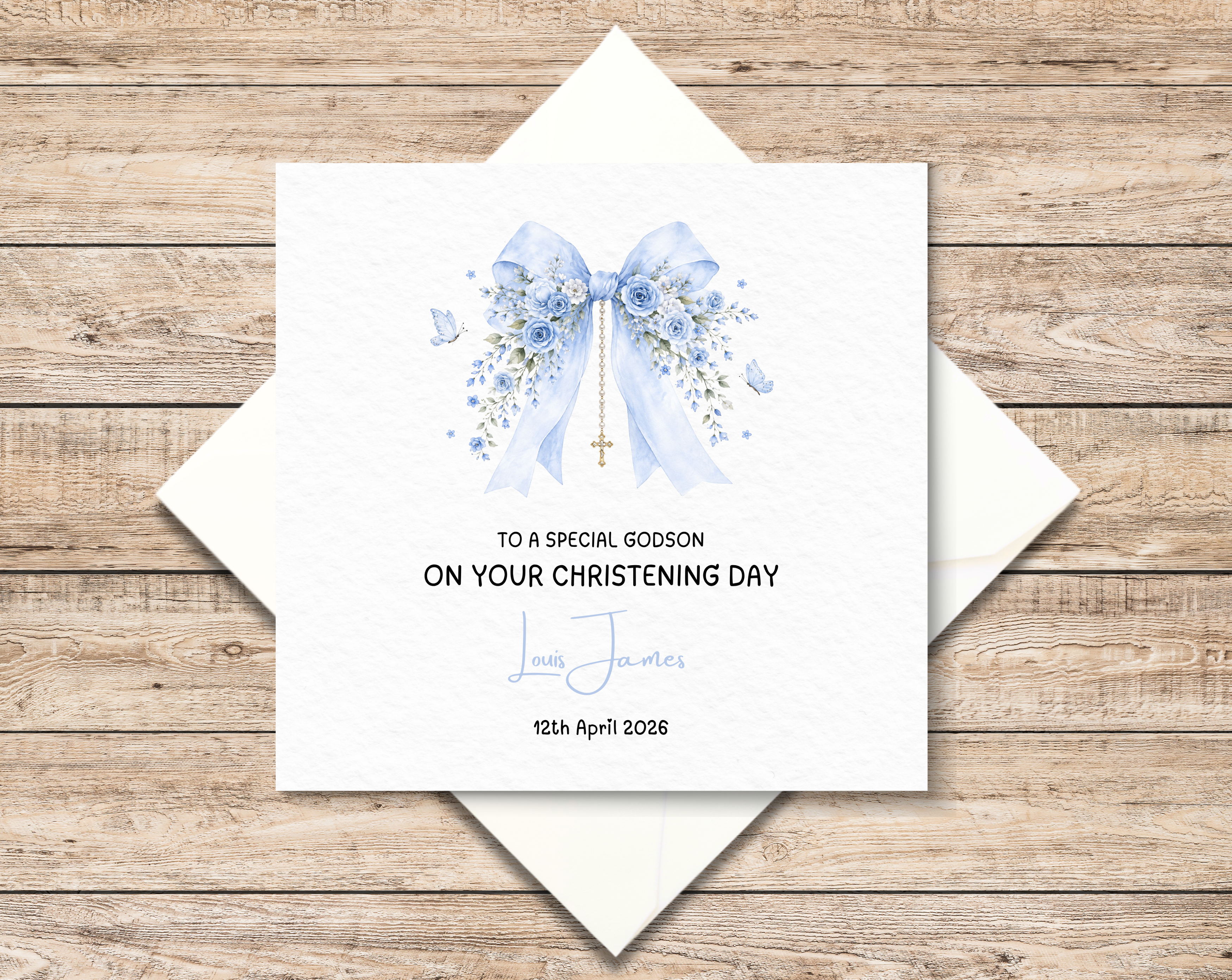 Personalised Christening Card For Godson