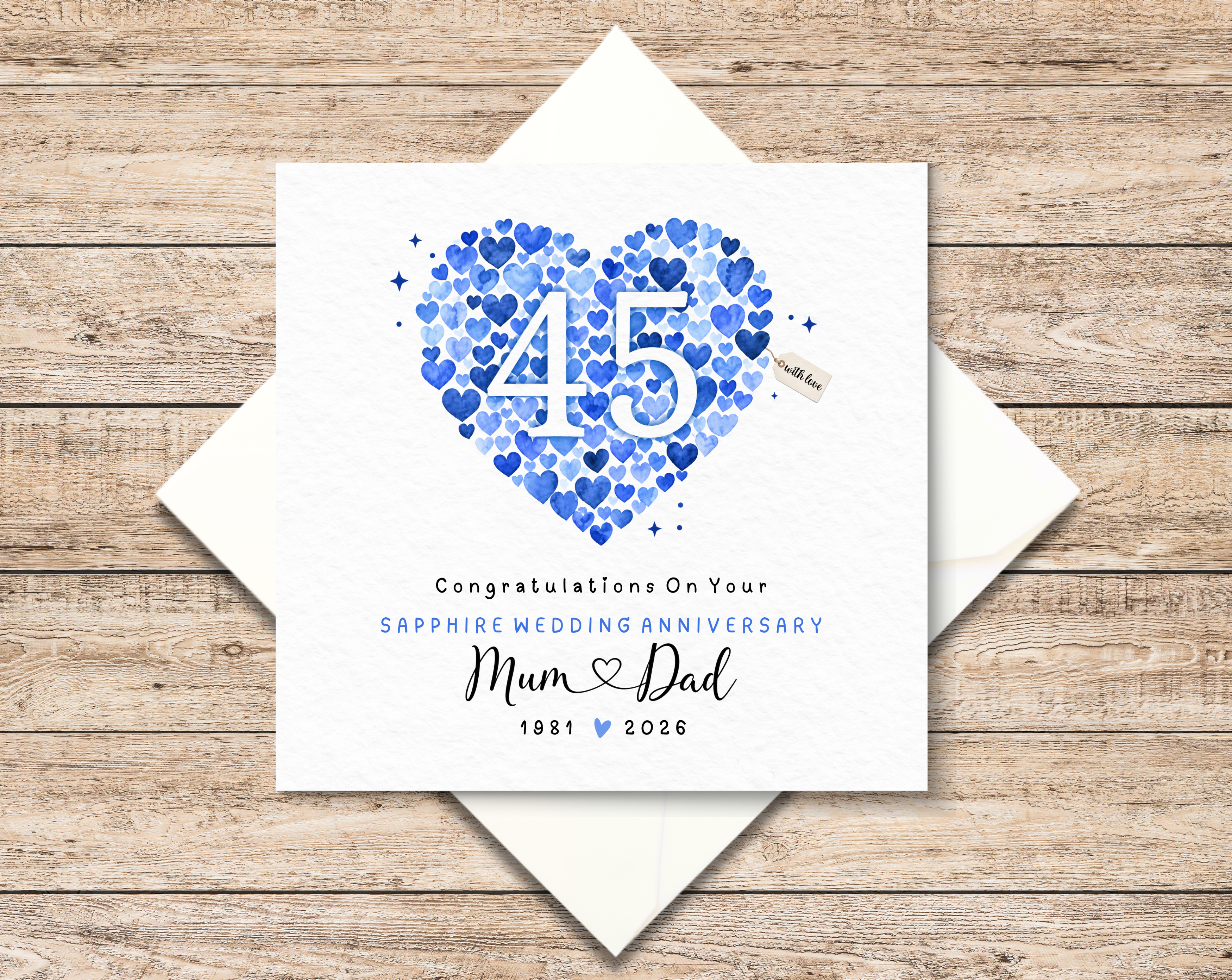 Personalised Sapphire Wedding Anniversary Card For Mum And Dad