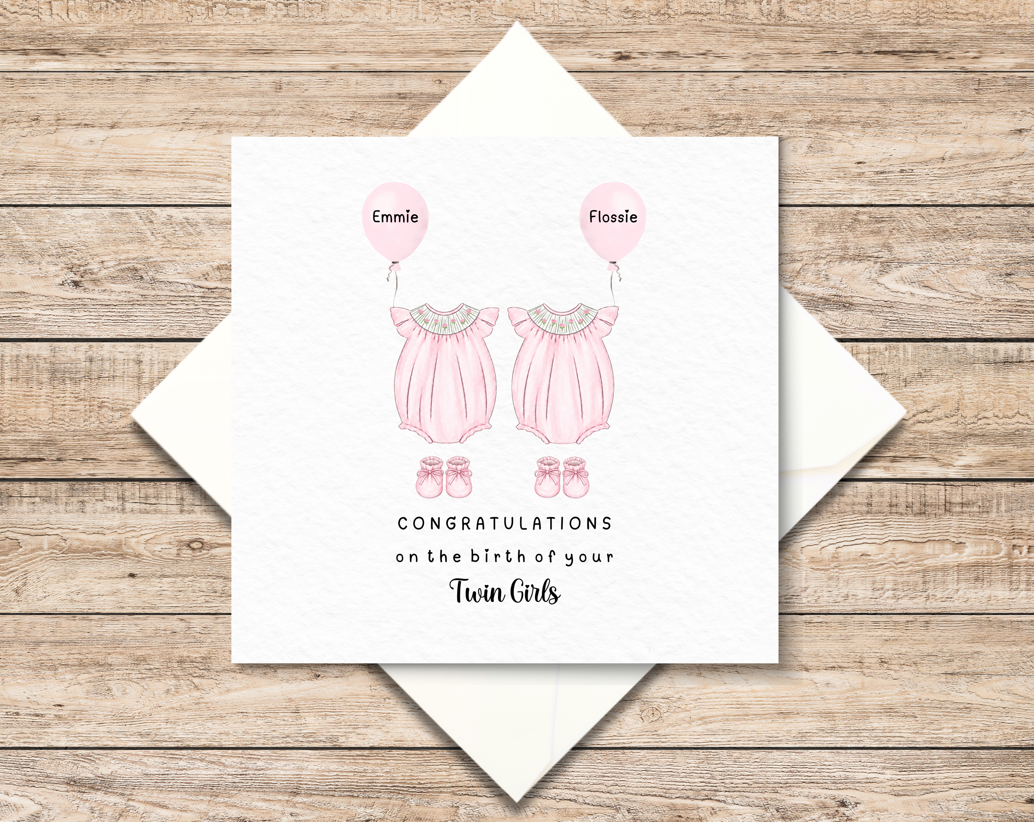 Personalised New Parents Of Twin Girls Card