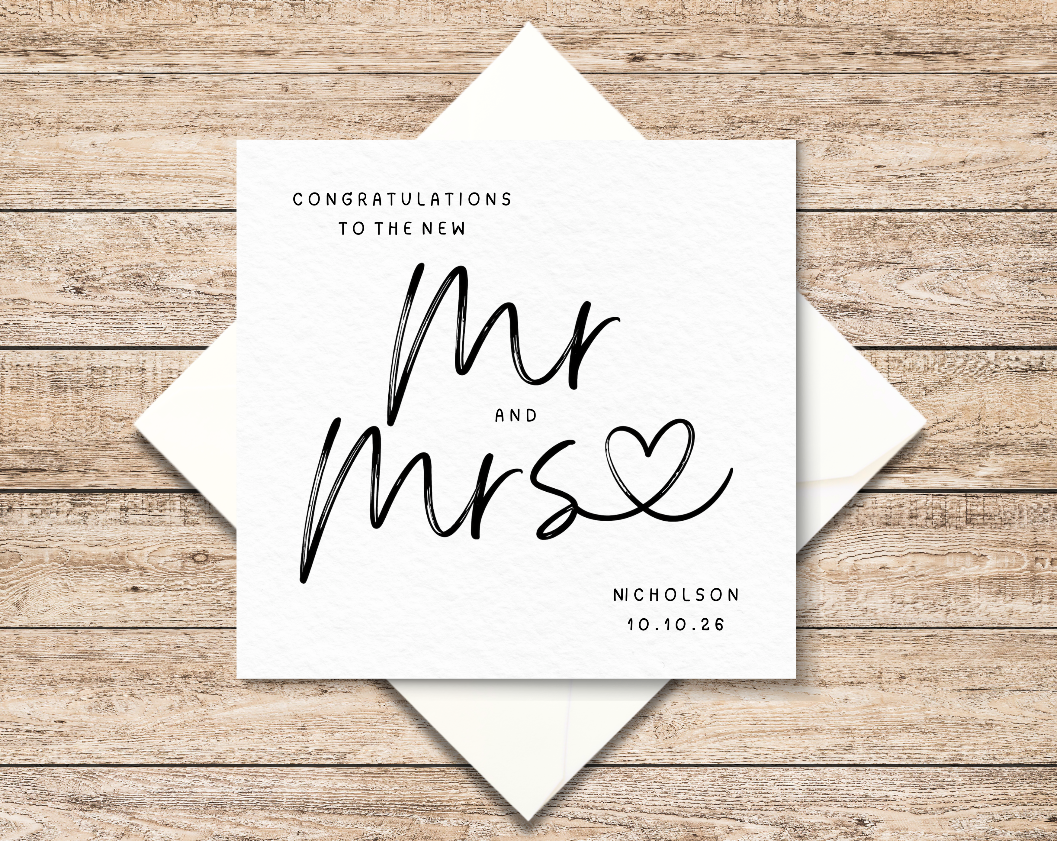 Personalised Mr And Mrs Wedding Card