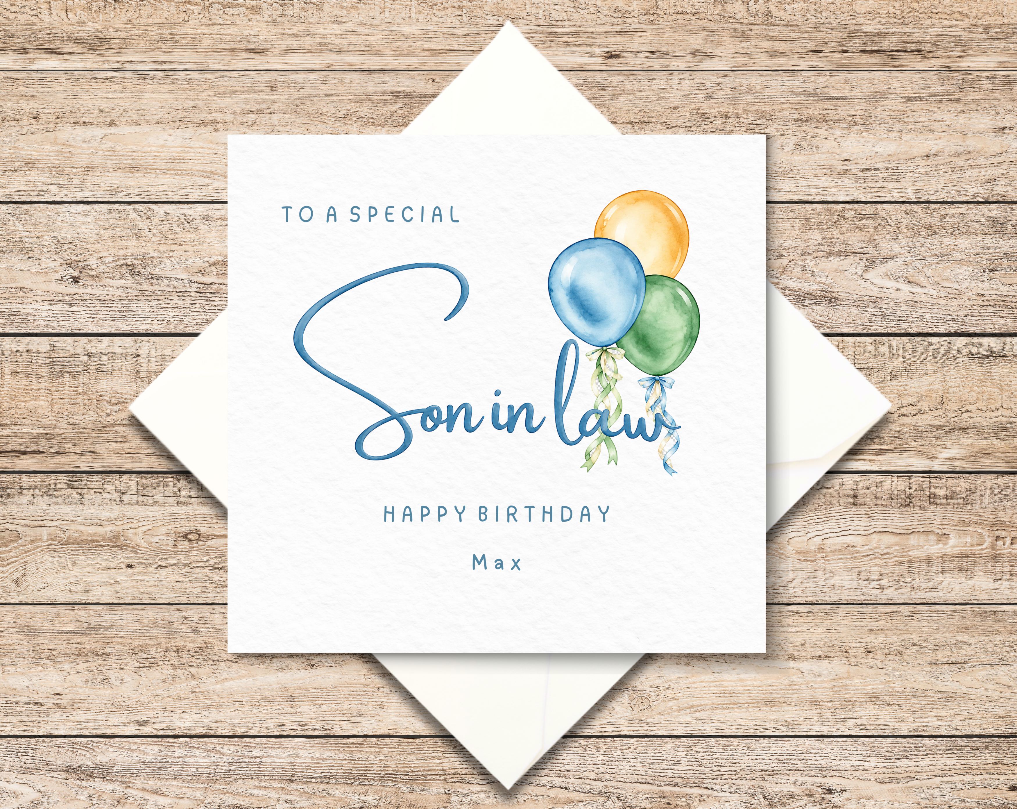 Personalised Balloons Birthday Card For Son In Law