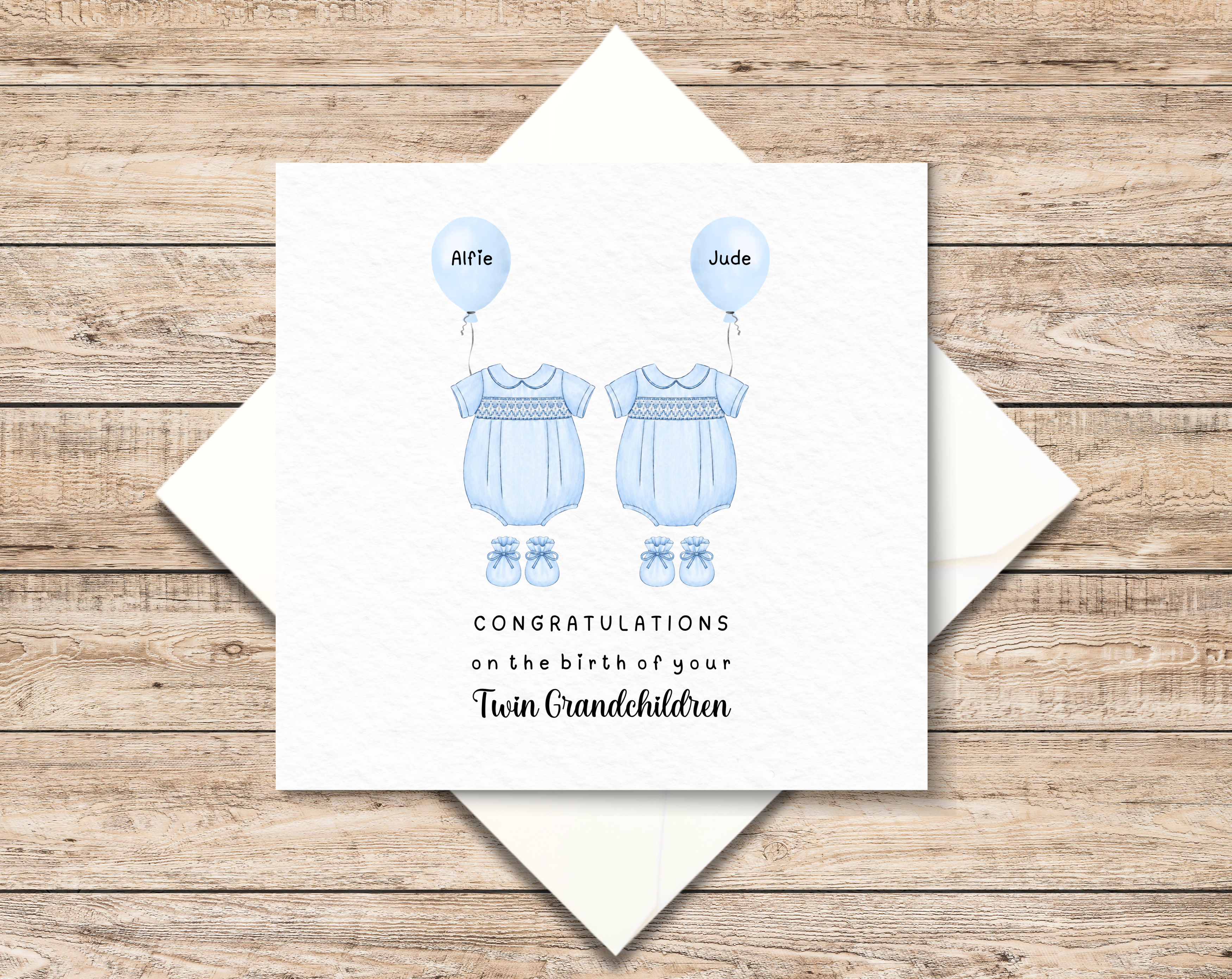 Personalised New Grandparents Of Twin Boys Card