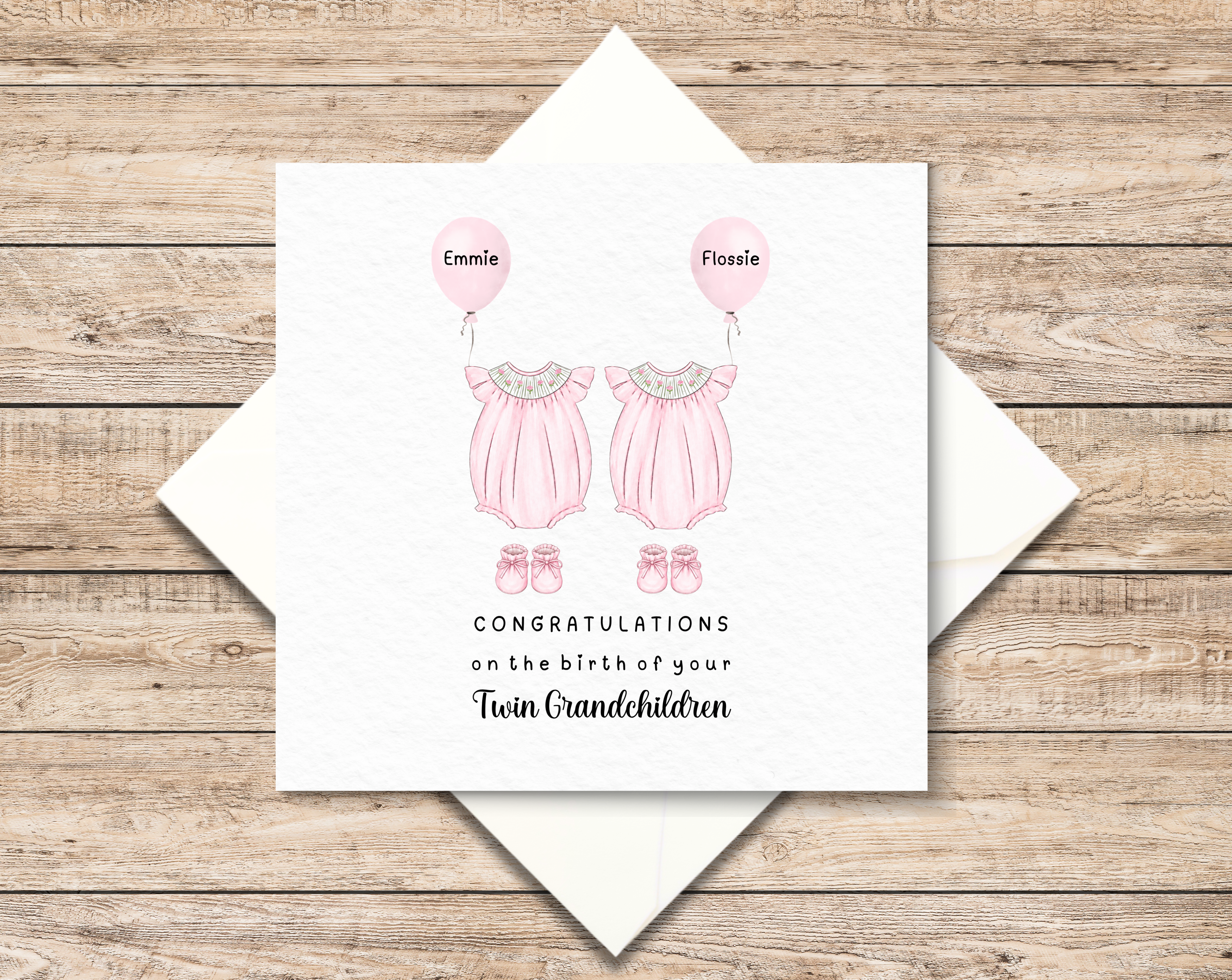 Personalised New Grandparents Of Twin Girls Card