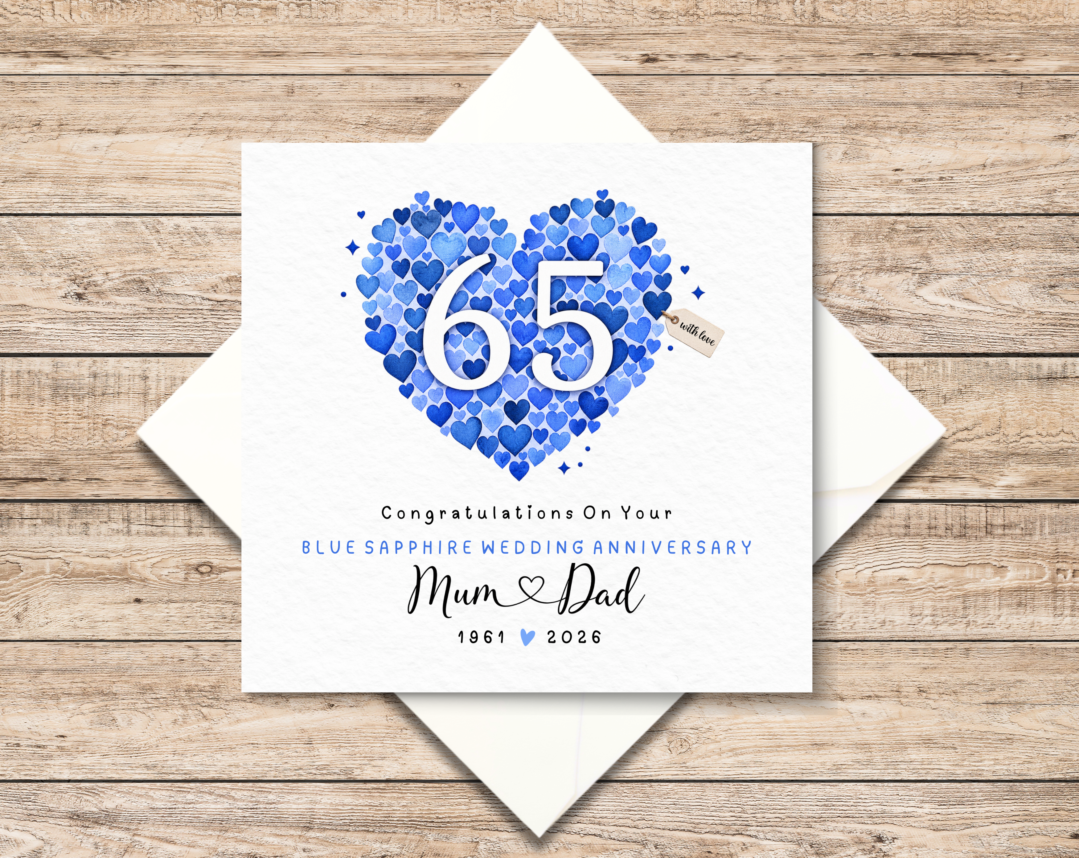 Personalised Blue Sapphire Wedding Anniversary Card For Mum And Dad