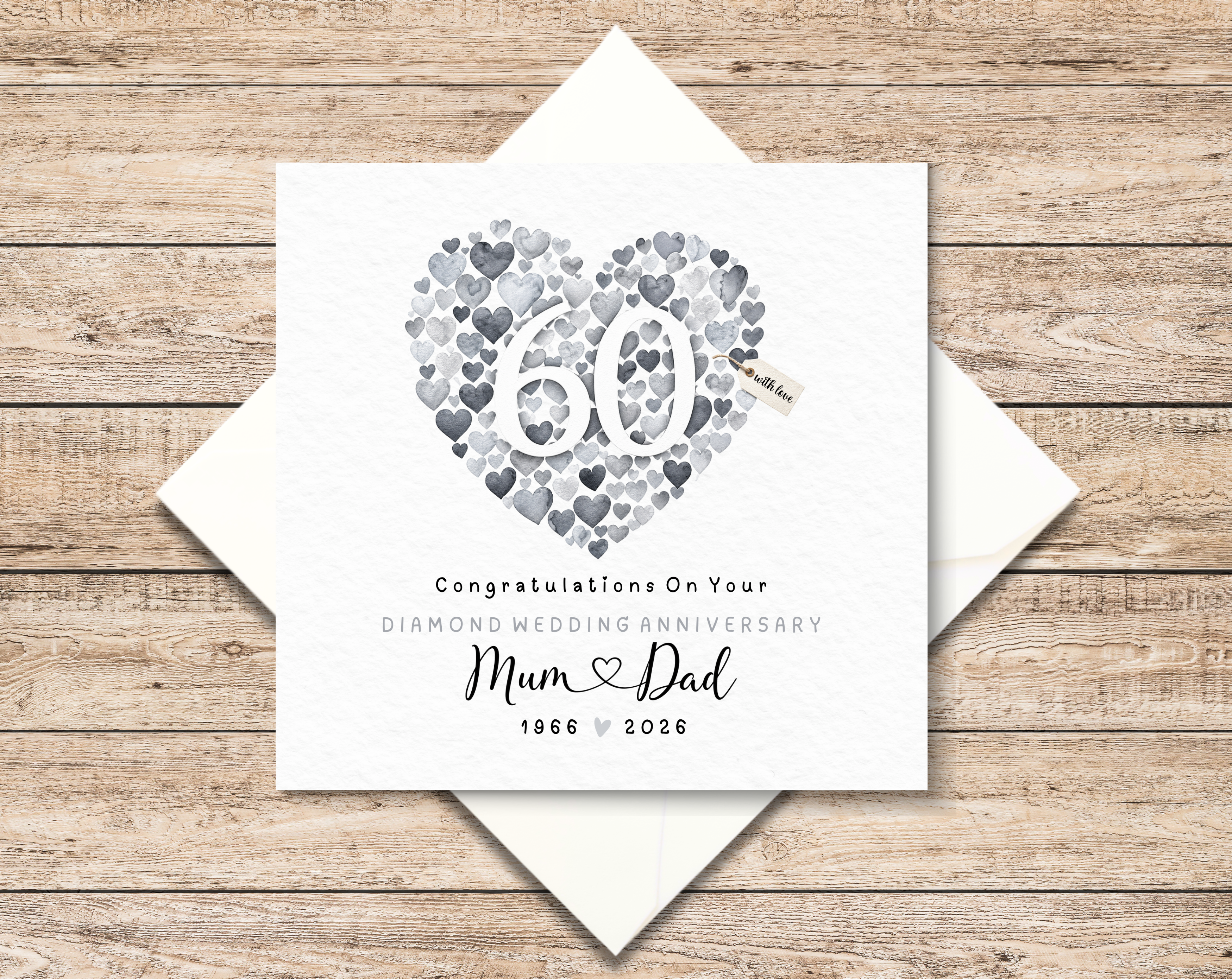 Personalised Diamond Wedding Anniversary Card For Mum And Dad