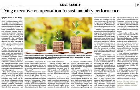 Tying executive compensation to sustainability performance