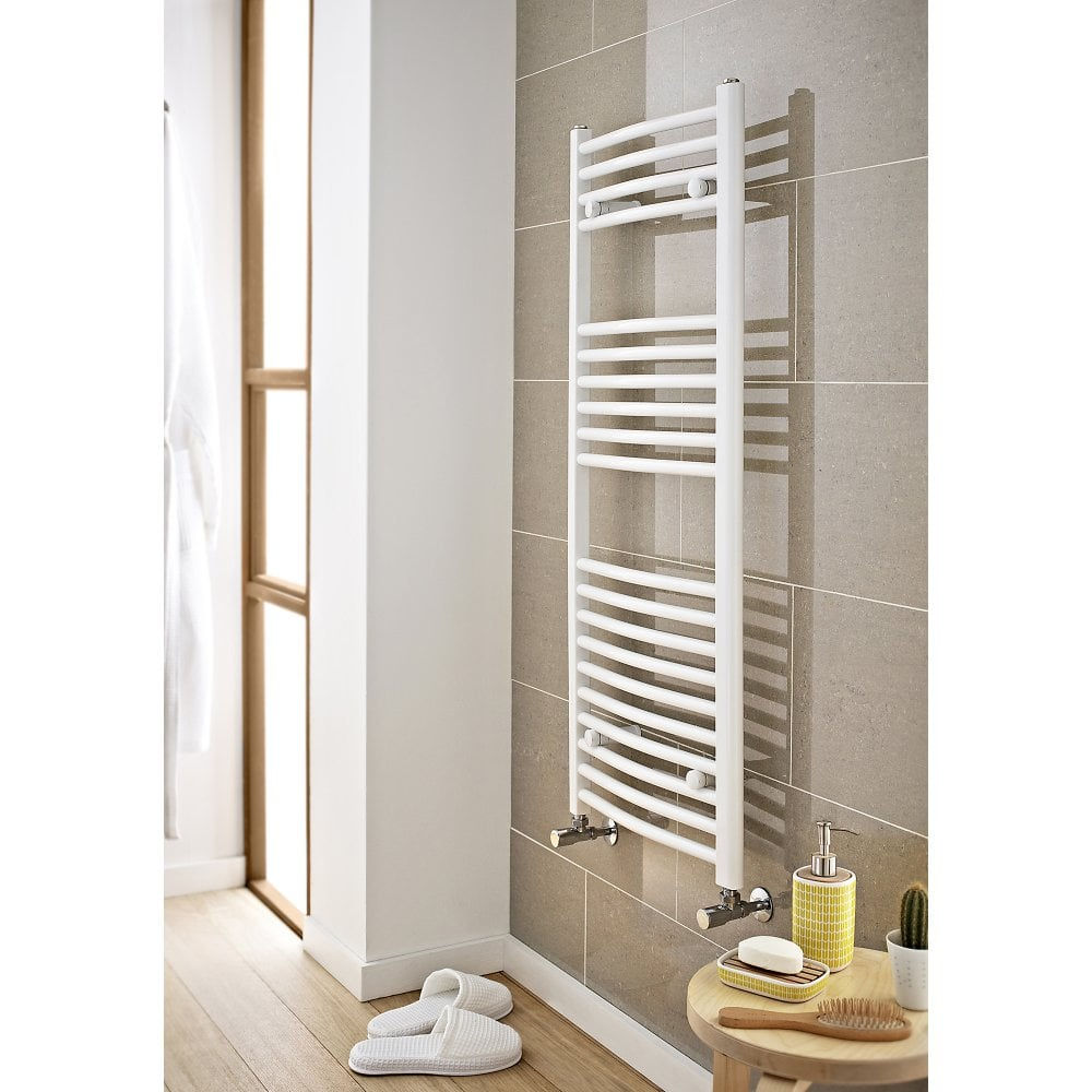 Curved Heated Towel Rail 1200 x 600 White