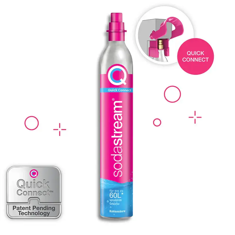 Pink Sodastream CO2 tank exchange