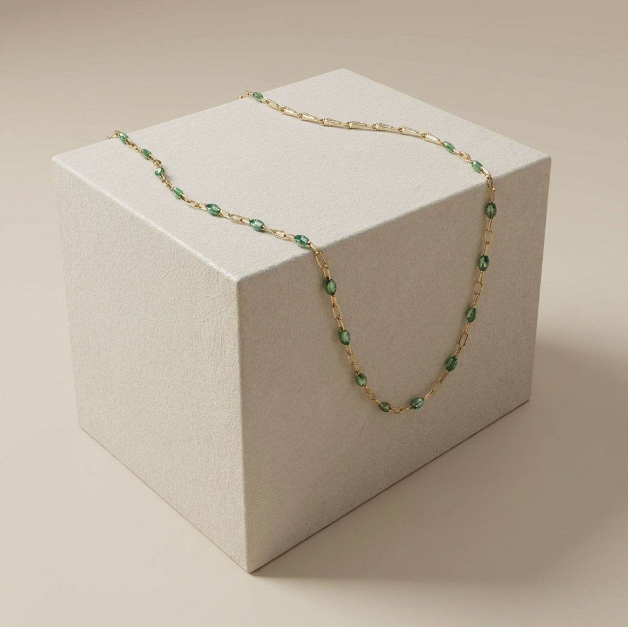 Green Crystal Station Necklace