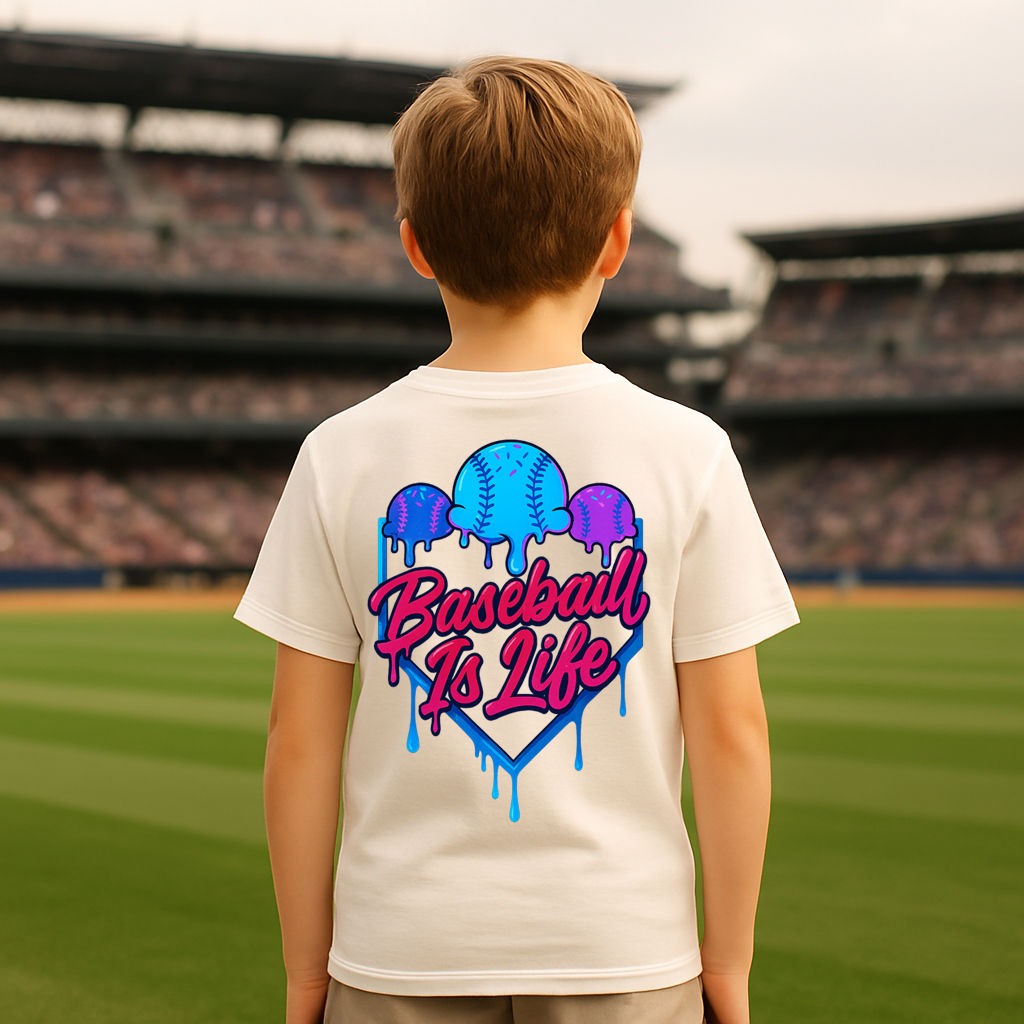 Youth Baseball Is Life Home Plate Drip Tee