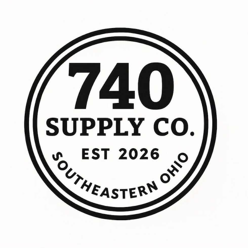 Circular black-and-white logo for 740 Supply Co.