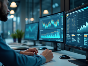 Analyzing AI project data on a digital dashboard