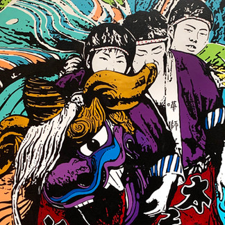 Japanese Dragon Dance at the Honolulu Festival Artwork by Lucas / Luke Stoffel