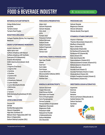 Ampak Food & Beverage Line Card