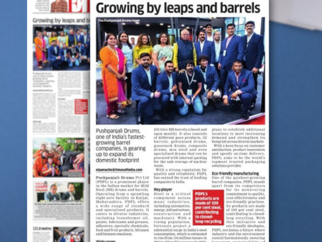 Pushpanjali Drums Pvt Ltd Recognized for Excellence in Economic Times Highlighting Industry Innovation