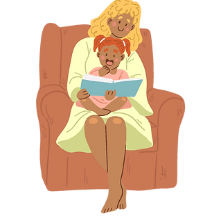 Mutter und Tochter lesen zusammen