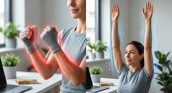 Sequência de mãos em movimento rápido e elevação vertical para drenagem linfática.