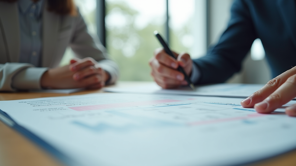Close-up view of a consultation meeting with Medicaid documents on the table