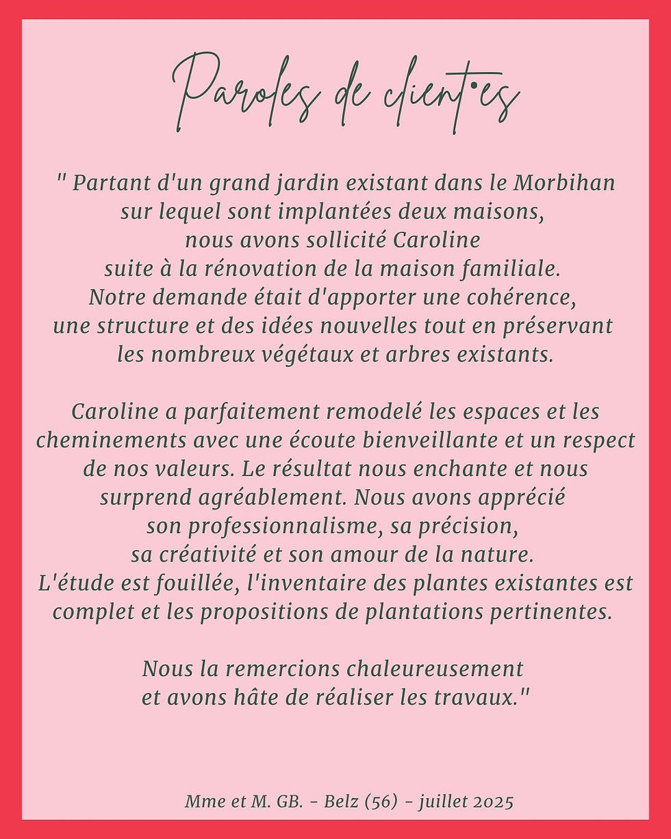 Avis de client·es sur notre prestation de conception de jardins