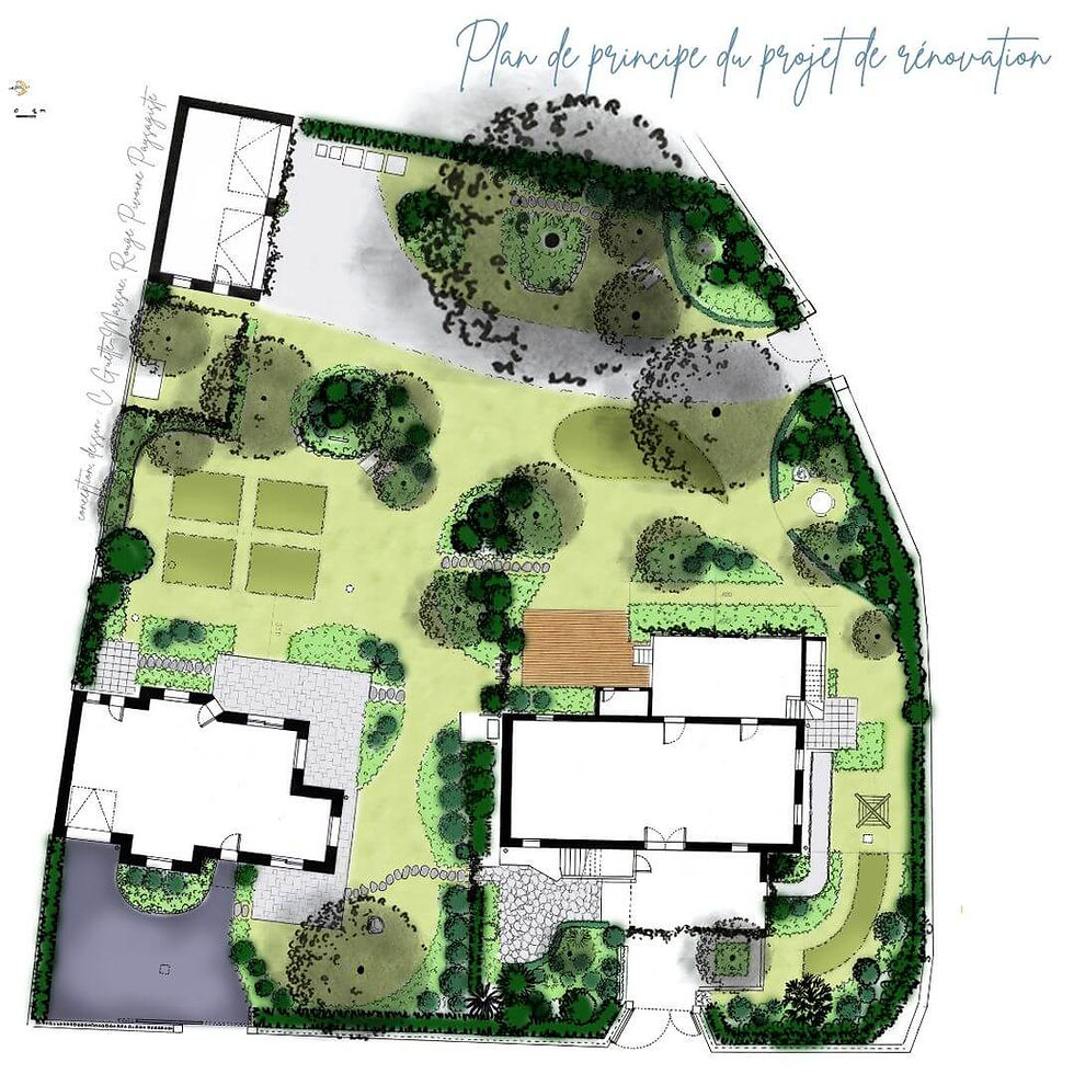 Dessin détaillé du plan du projet de rénovation des jardins