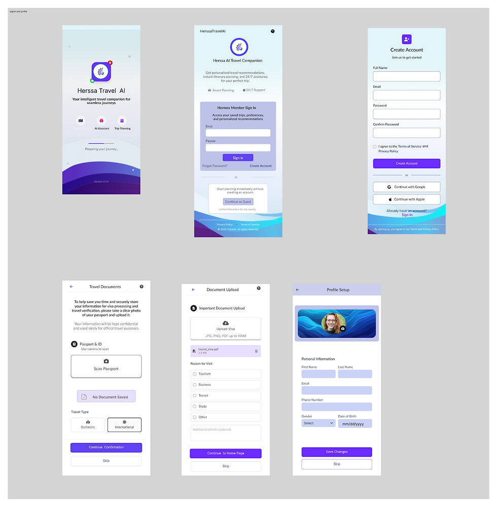 High-fidelity Sign in Wireframes
