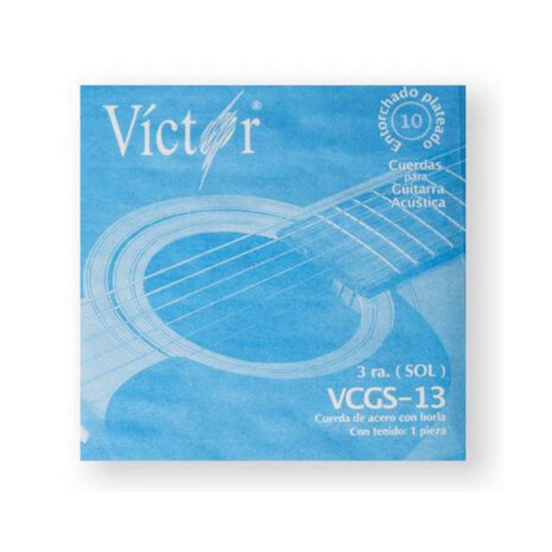 UNI 3RA CUERDA ANTORCHADO PLATEADO P/GUITARRA ACÚSTICA VCGS-13 (SOL) VICTOR