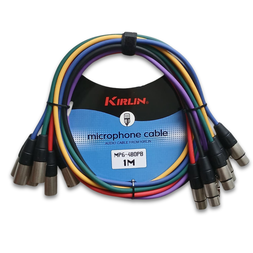 JGO DE 6 CABLES XLR MACHO A HEMBRA 1M AWG24 MP6-480PB-1M6 KIRLIN