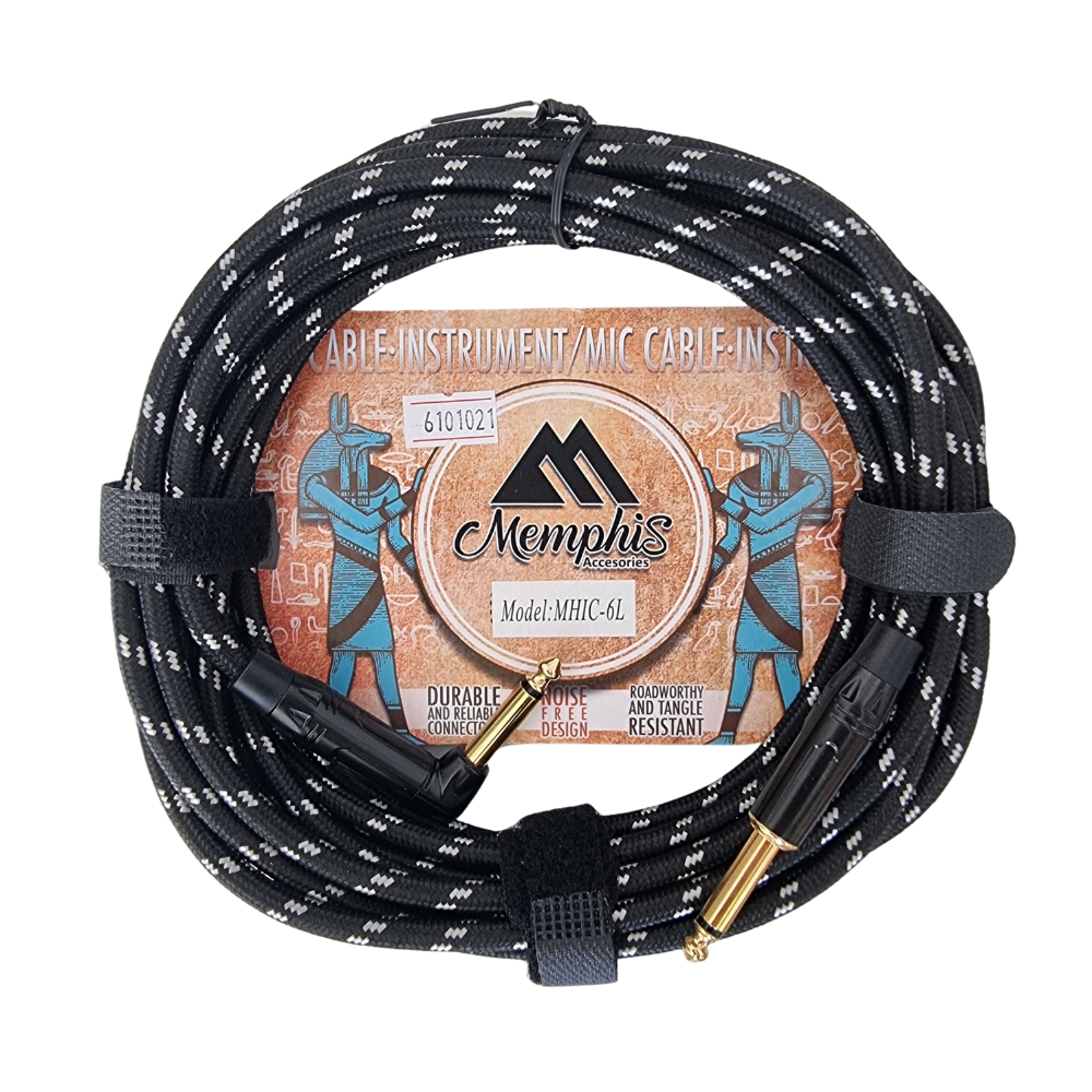 CABLE P/INSTRUMENTO PLUG 1/4 A 1/4 EN L 6MTS MHIC-6L MEMPHIS