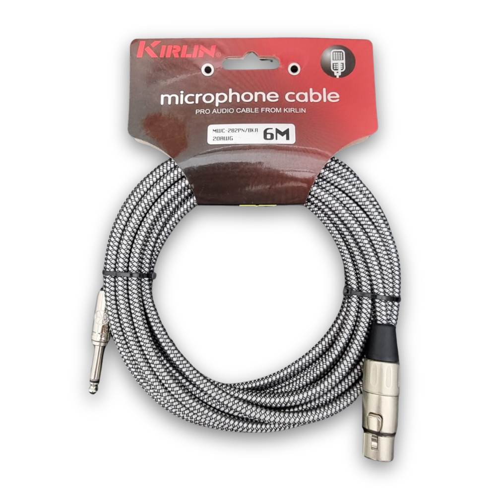 CABLE P/ MICRÓFONO 20AWG JACK XLR A PLUG 1/4 MONO 6 MTS. MWC-282PN/BKA KIRLIN
