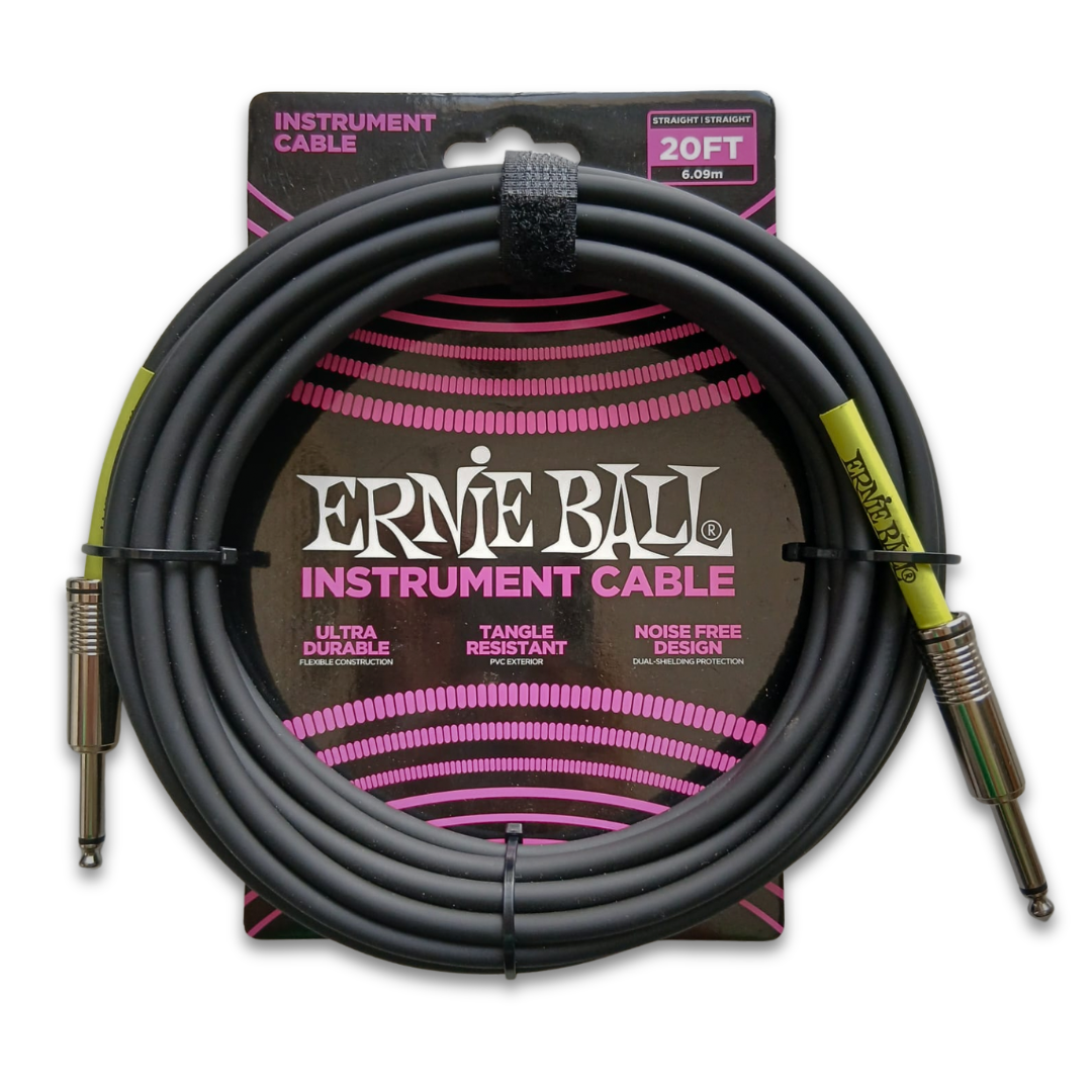 CABLE NEGRO P/INSTRUMENTO 20FT-6.09M P06046 ERNIE BALL