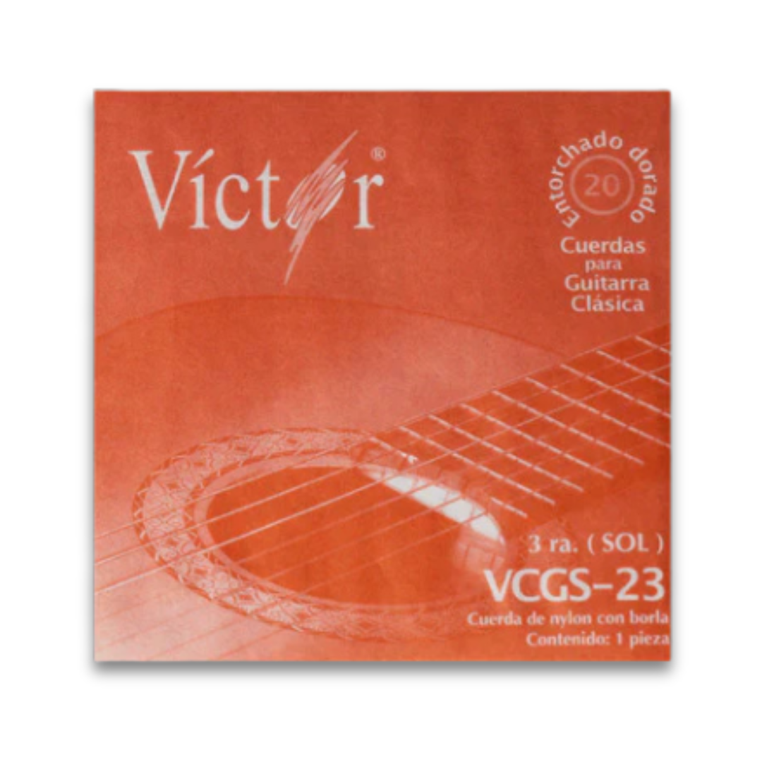 UNI 3RA CUERDA DE NYLON NEGRO CON BORLA P/GUITARRA CLÁSICA VCGS-23 (SOL) VICTOR