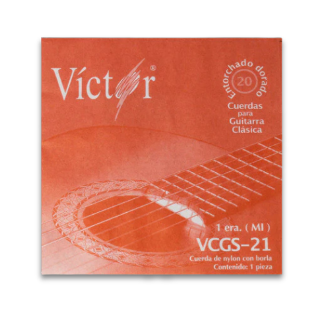 UNI 1RA CUERDA DE NYLON NEGRO CON BORLA P/GUITARRA CLÁSICA VCGS-21 (MI) VICTOR