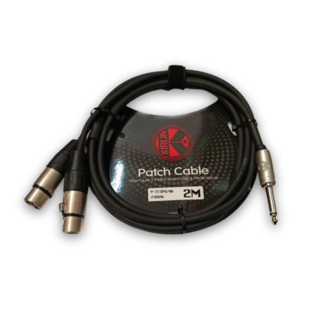CABLE DE PLUG 1/4 MONO A 2 XLR HEMBRA DE 2 MTS. Y-373PB/BK 24AWG KIRLIN