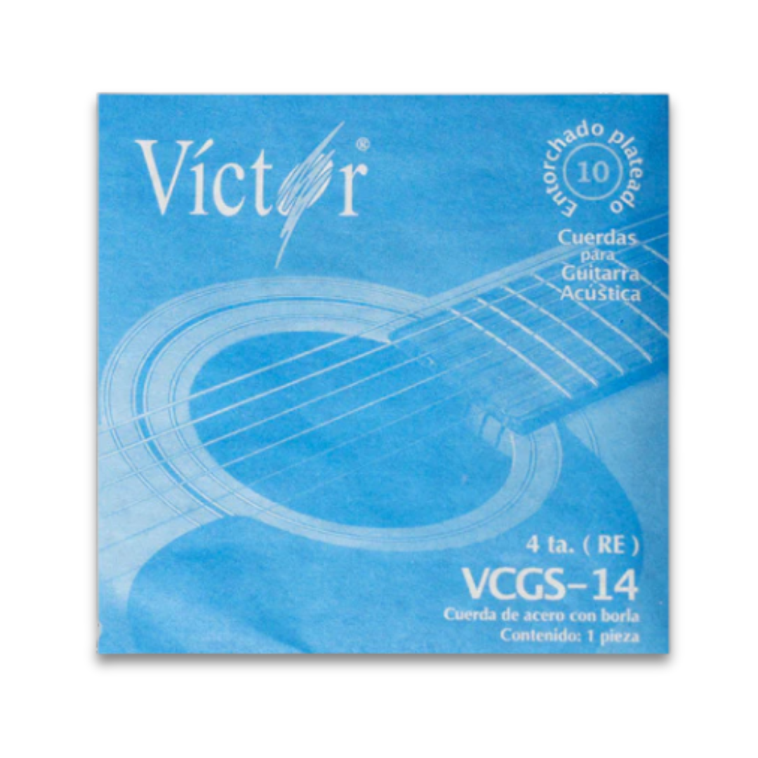 UNI 4TA CUERDA ANTORCHADO PLATEADO P/GUITARRA ACÚSTICA VCGS-14 (RE) VICTOR