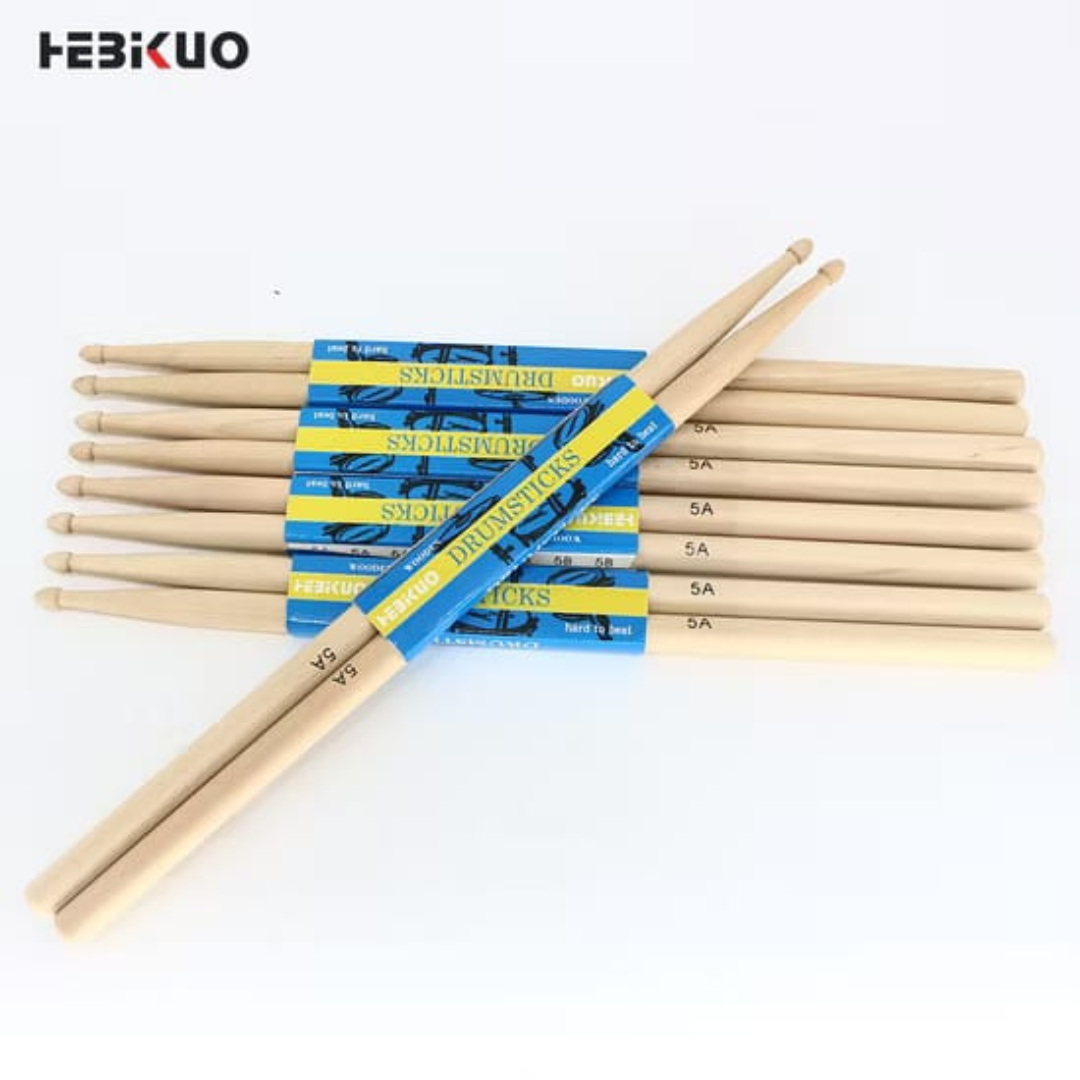 PAR DE BAQUETAS DE ARCE P/ BATERÍA PUNTA DE MADERA 5A GB0304 FEBIKUO