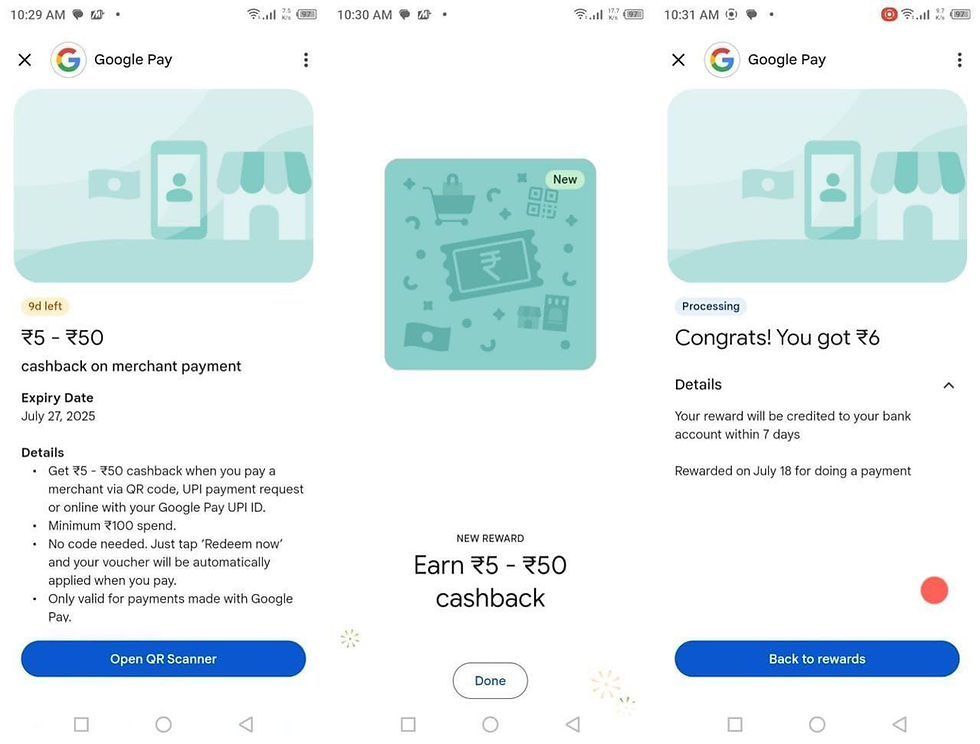 How to Avail GPay ₹5 – ₹50 Cashback